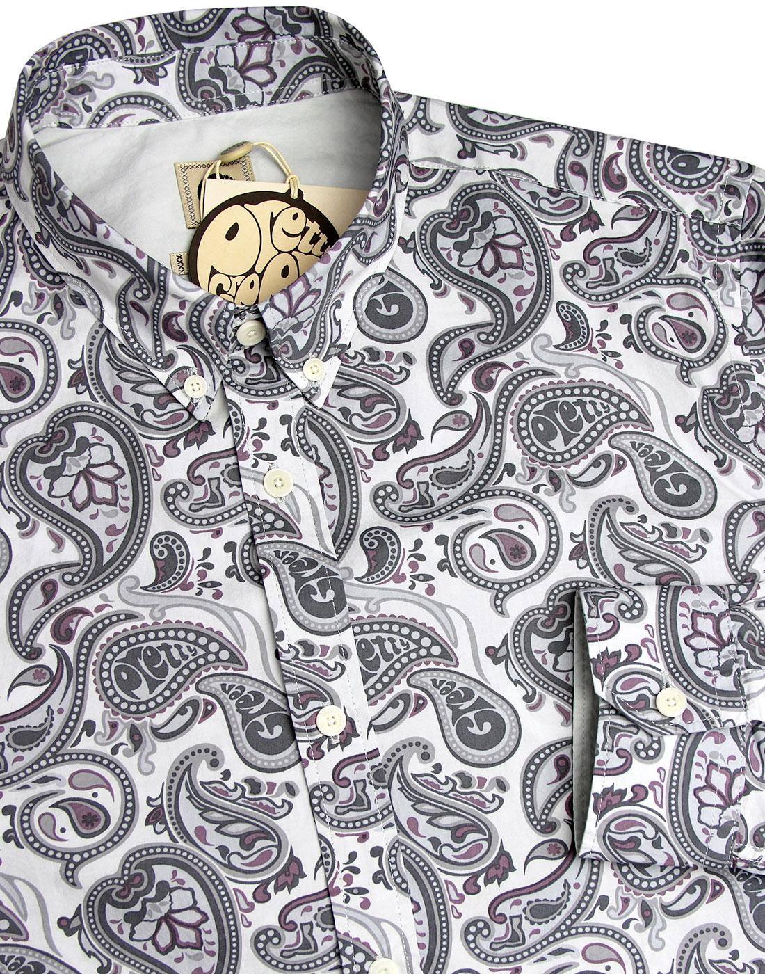 PRETTY GREEN Mens 60's Mod Signature Paisley Shirt Grey