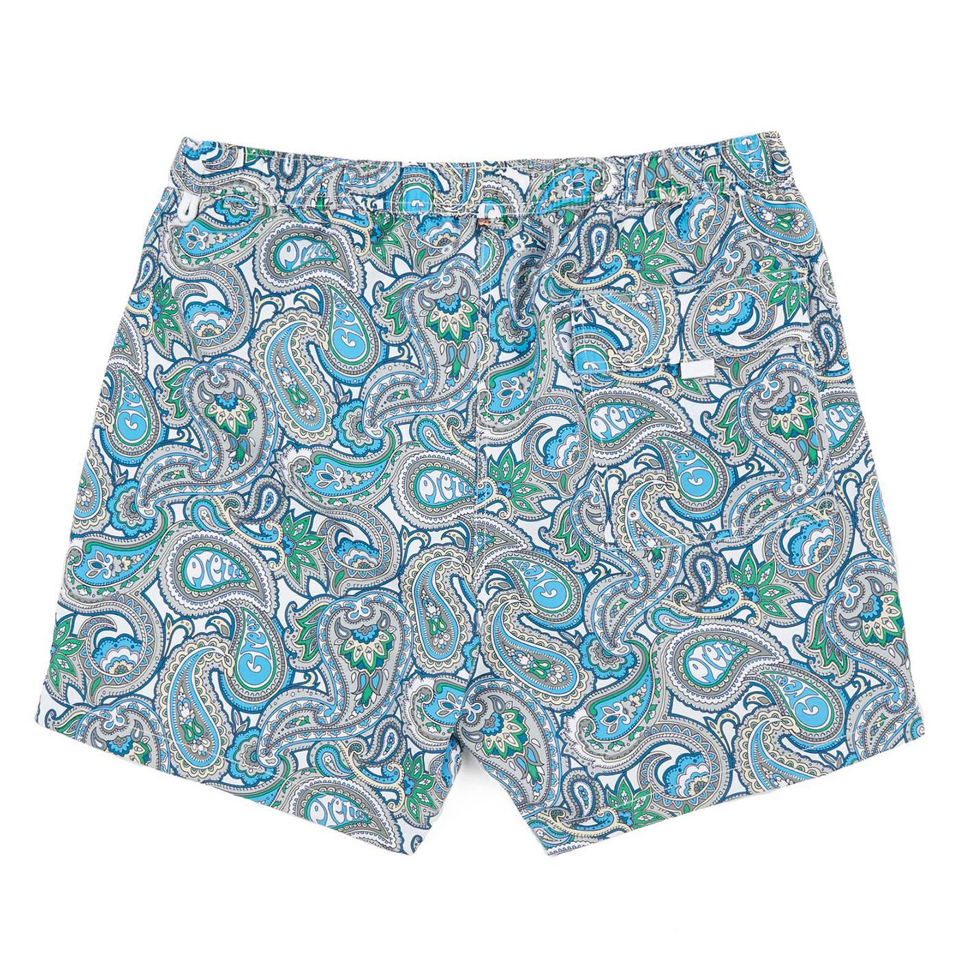 PRETTY GREEN Retro Paisley Print Swim Shorts in Green