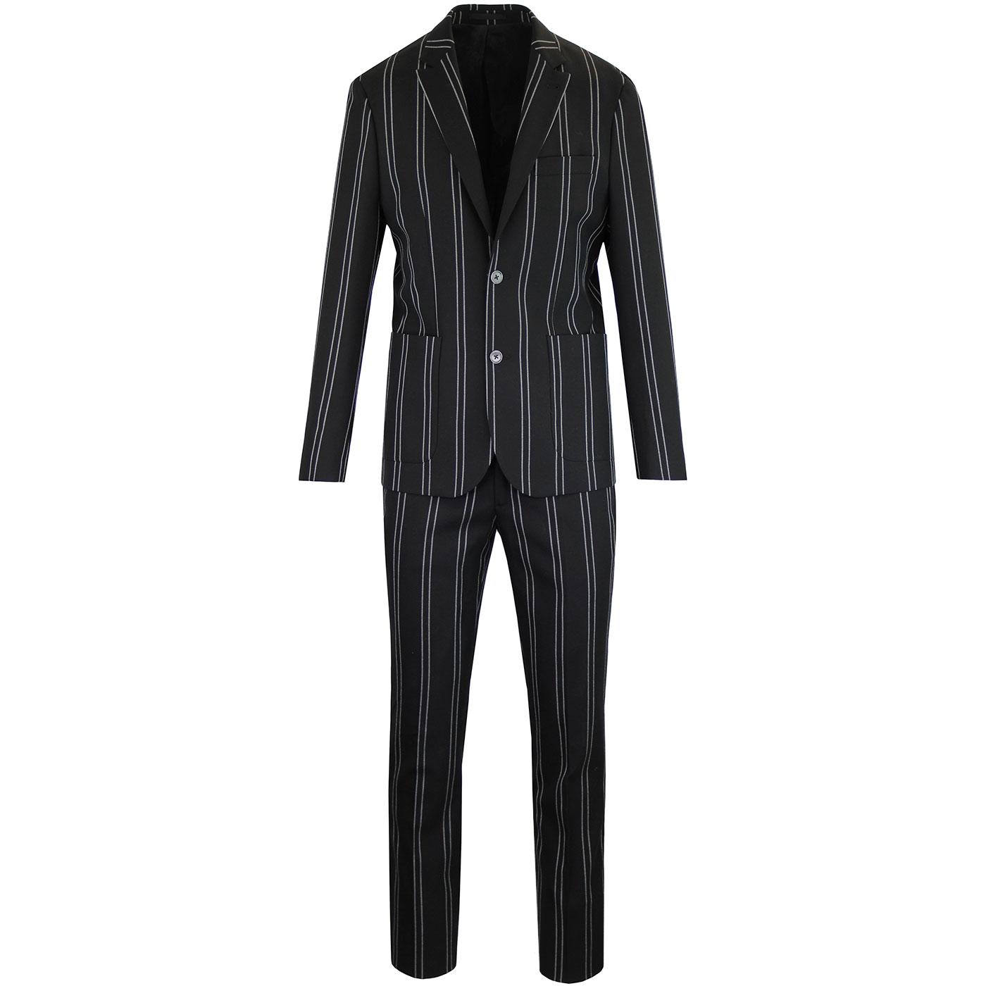 PRETTY GREEN Black Label Pin Stripe Mod Suit