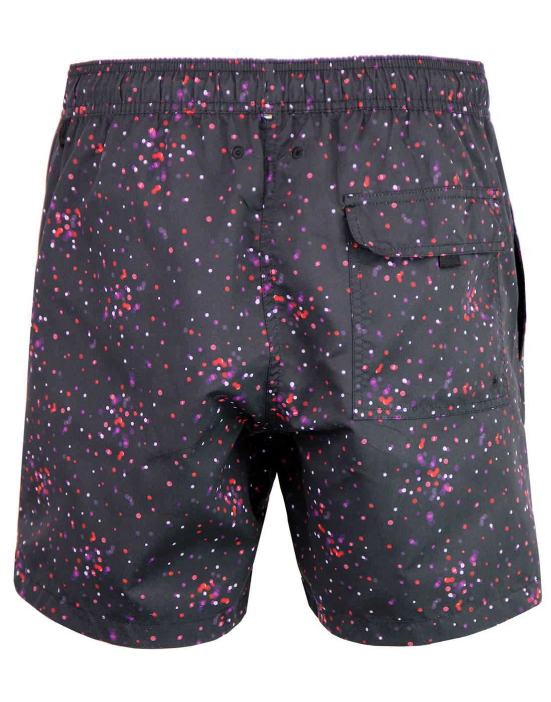 PRETTY GREEN Owlsey Retro Polka Dot Swim Shorts in Black