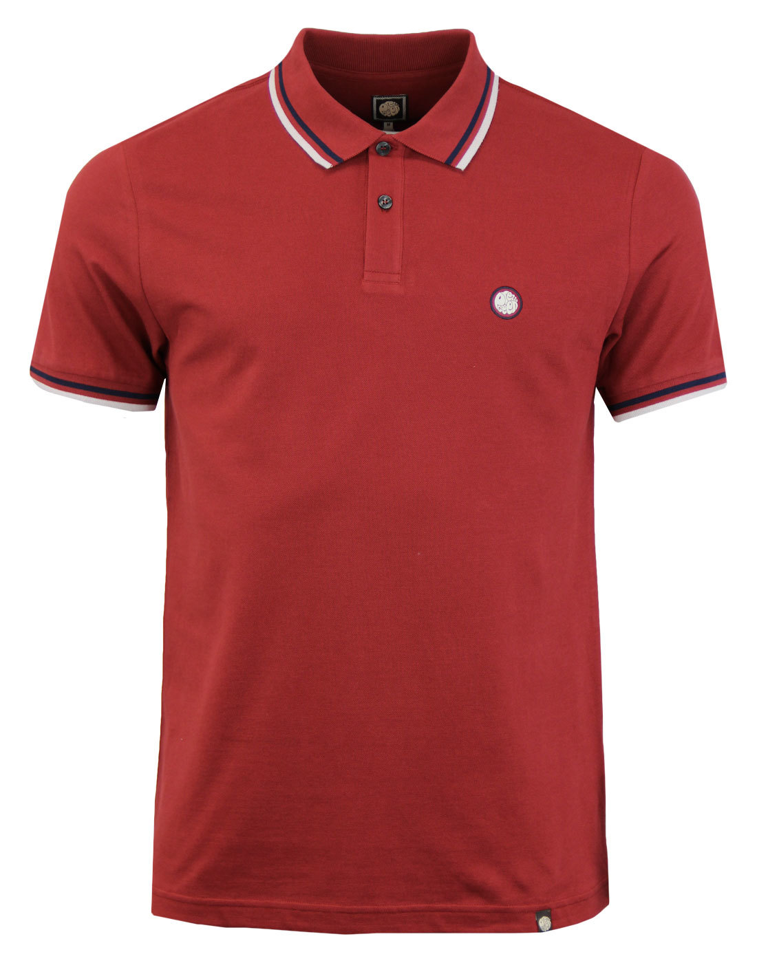 PRETTY GREEN Mens Mod Tipped Pique Polo in Red