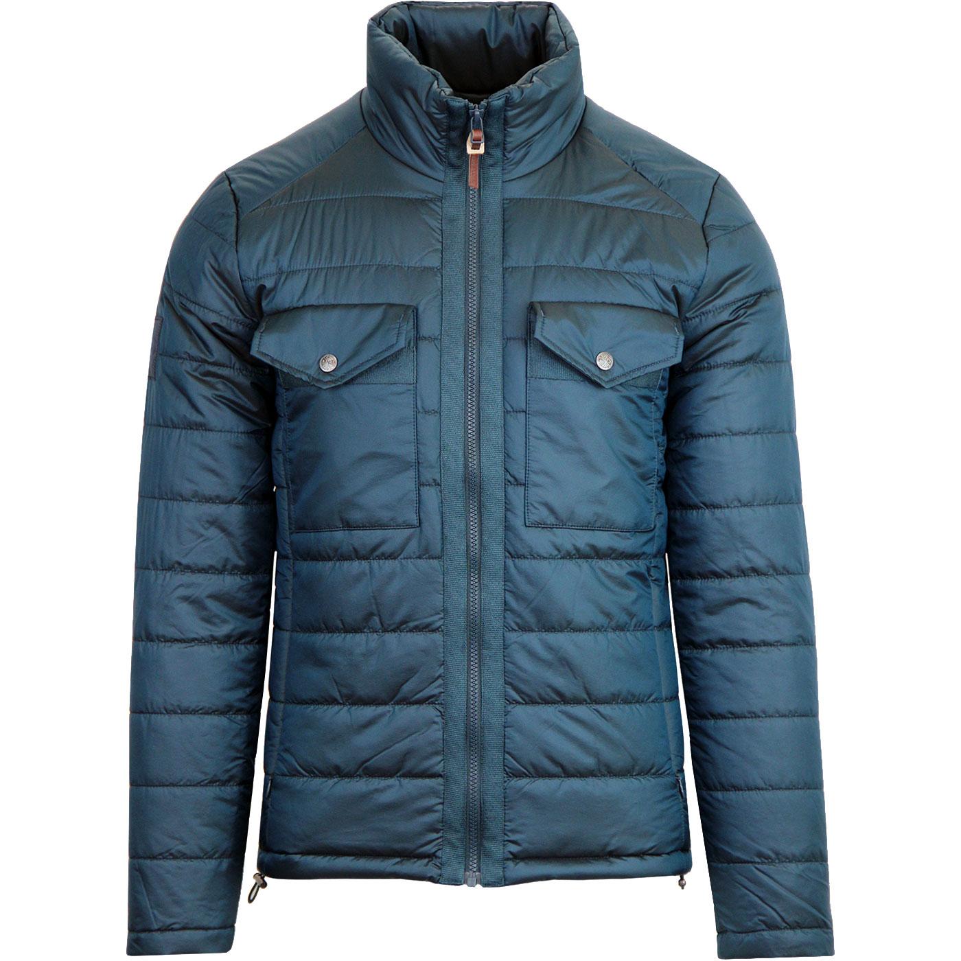 PRETTY GREEN 'Pitfield' Funnel Neck Quilted Ski Jacket Blue