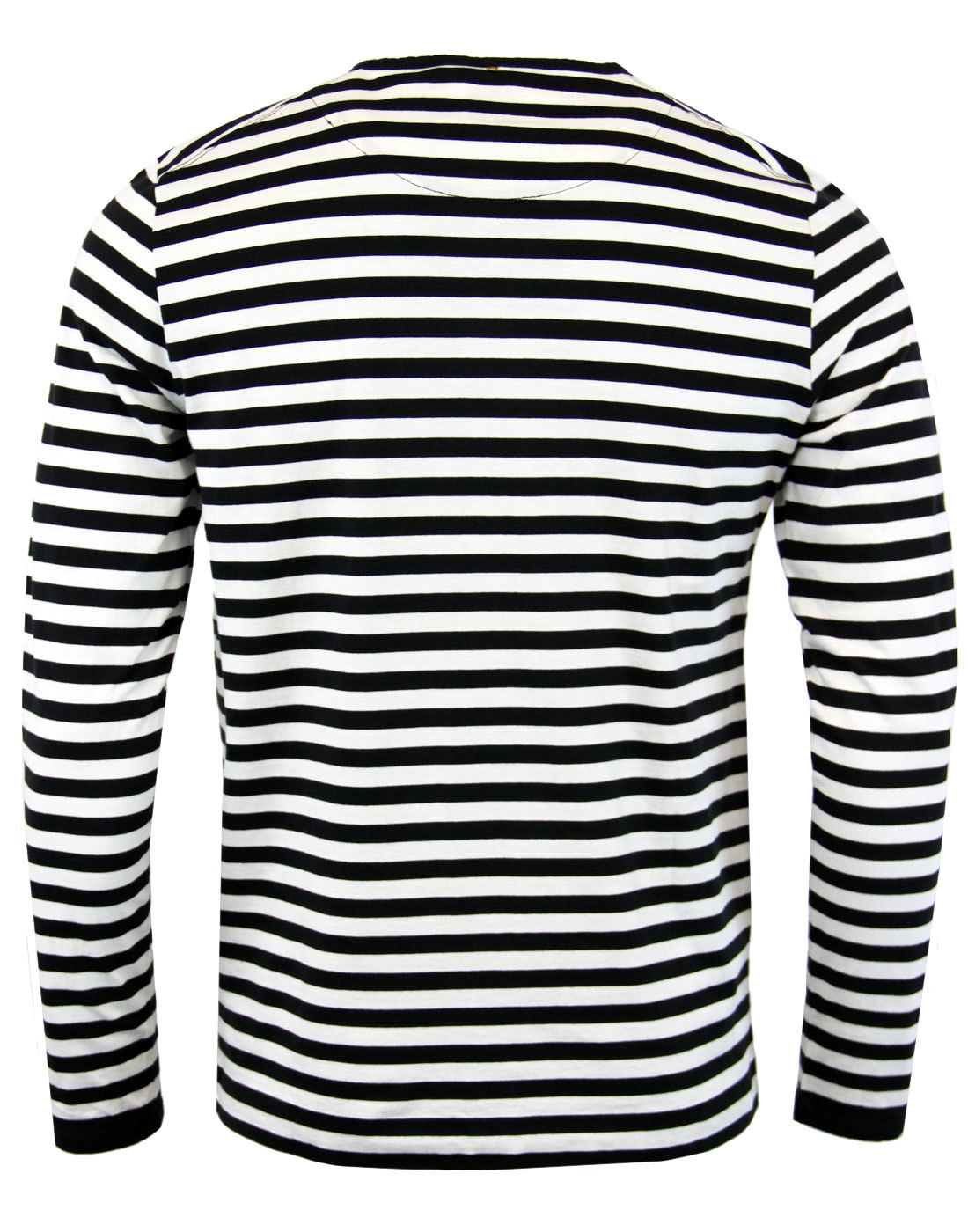 PRETTY GREEN Redmond Retro Indie Mod Stripe Grandad T-Shirt Black