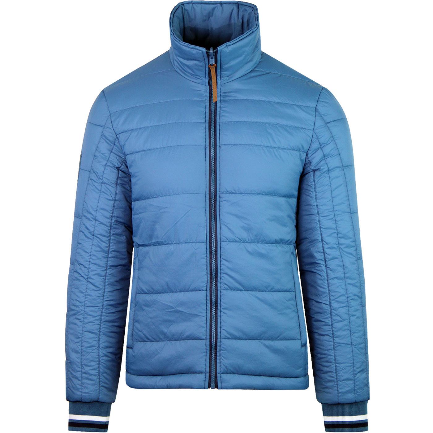 PRETTY GREEN Reversible Quilted Panel Jacket in Blue