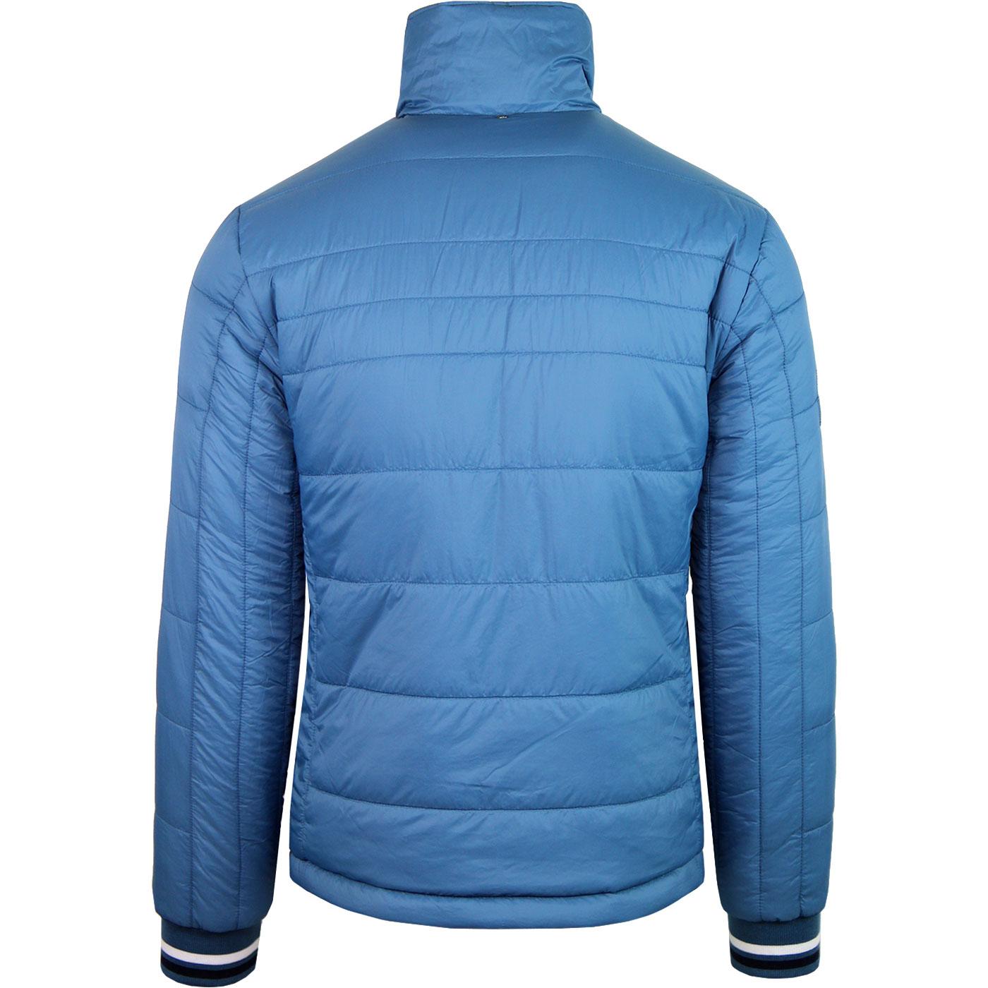PRETTY GREEN Reversible Quilted Panel Jacket in Blue