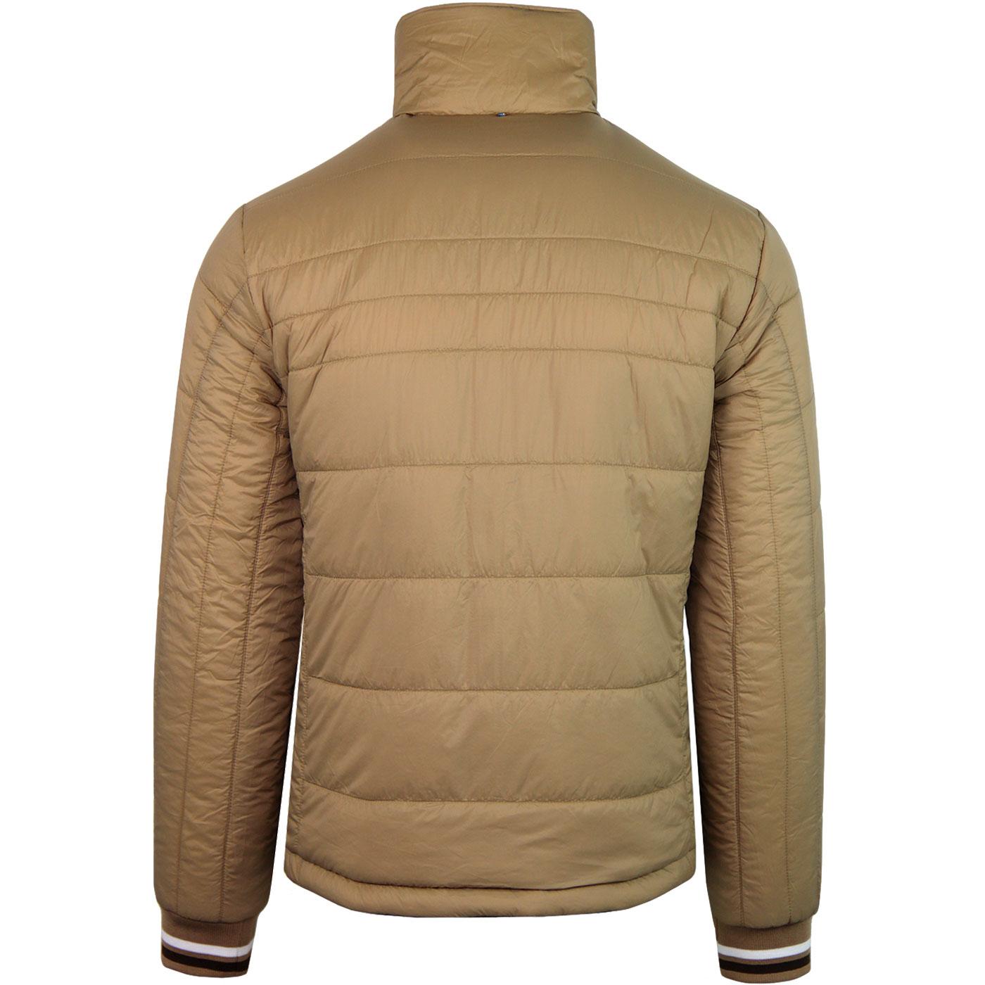PRETTY GREEN Reversible Quilted Panel Jacket in Sand