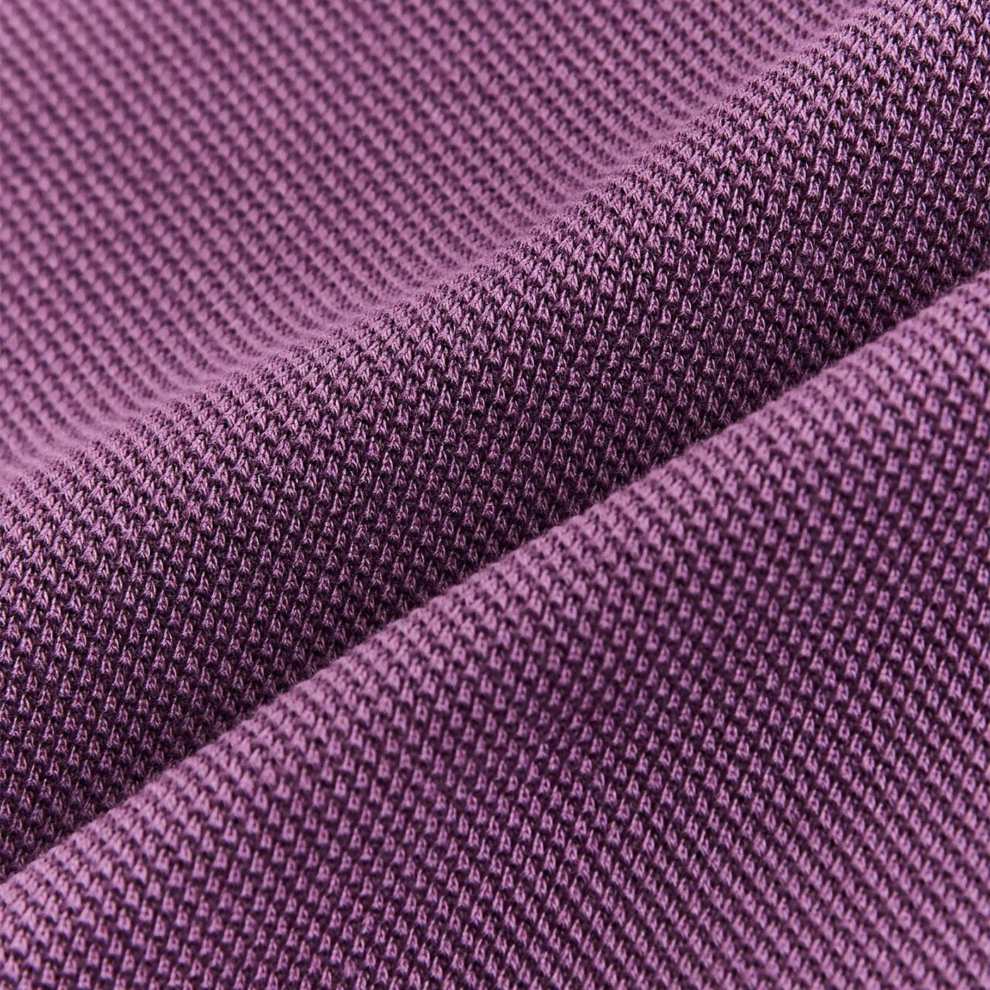 PRETTY GREEN Ribera Retro Placket Stripe Polo Shirt in Purple