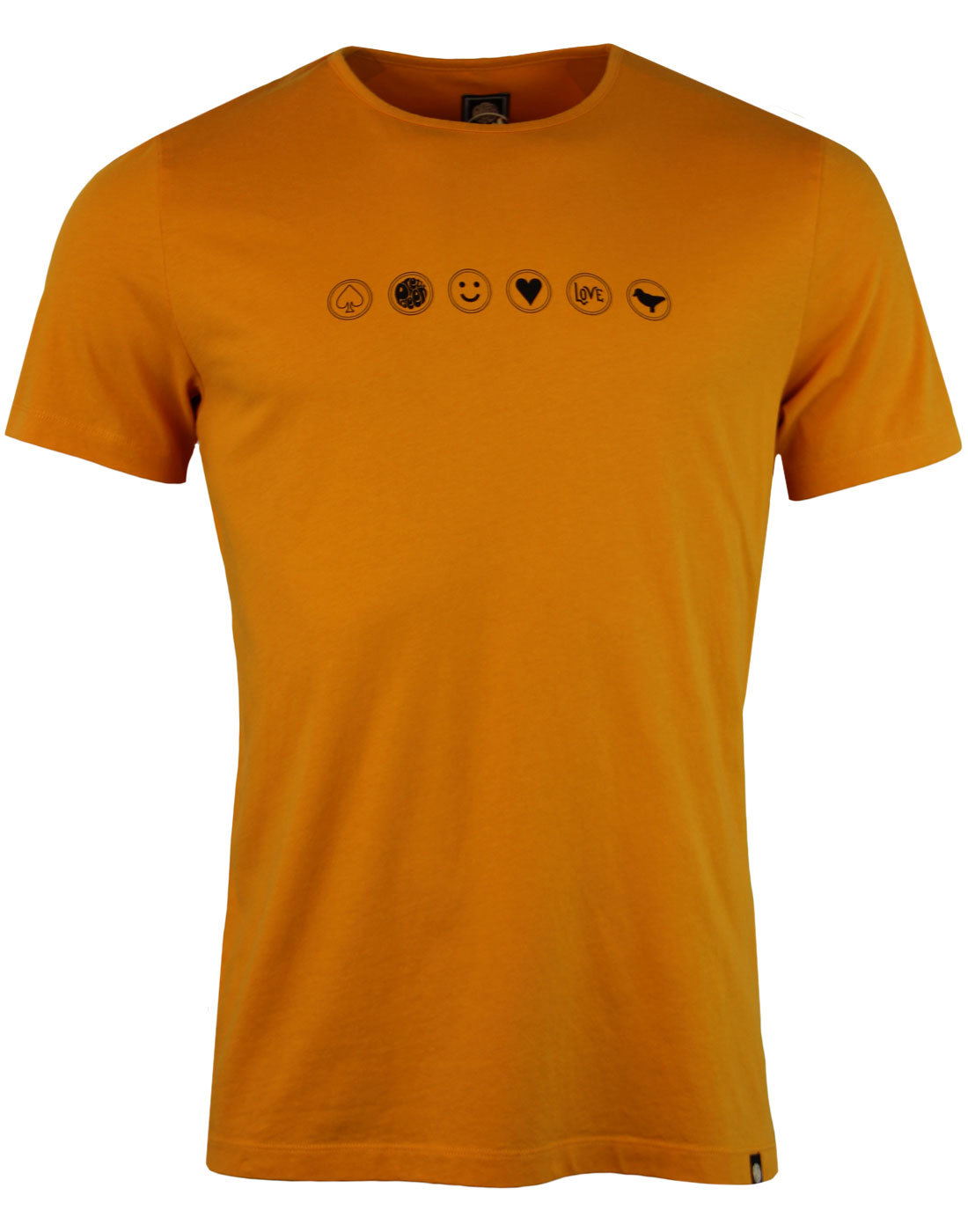 PRETTY GREEN Rushcroft Retro 70s Indie Peace Logo T-shirt Orange