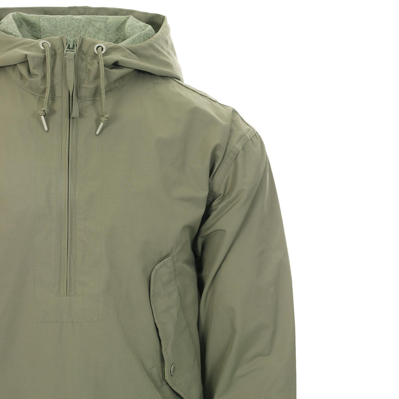 PRETTY GREEN Sorona Retro Overhead Smock Jacket in khaki