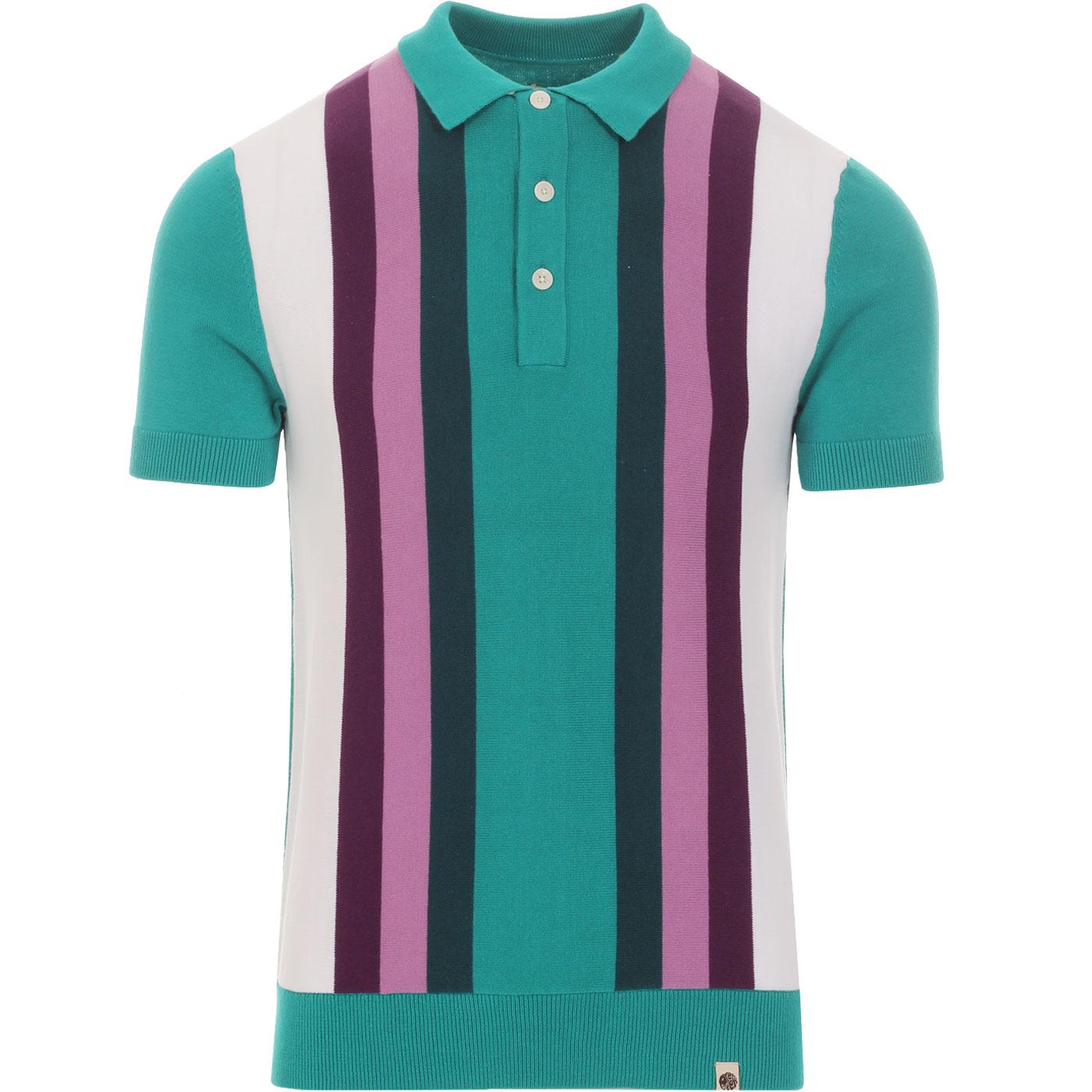 PRETTY GREEN Retro Bold Stripe Knitted Polo Shirt