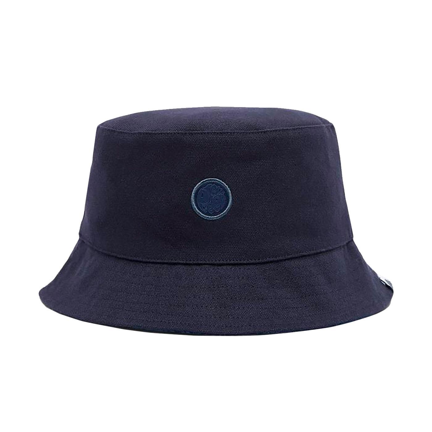 PRETTY GREEN Retro Tonal Paisley Bucket Hat in Navy