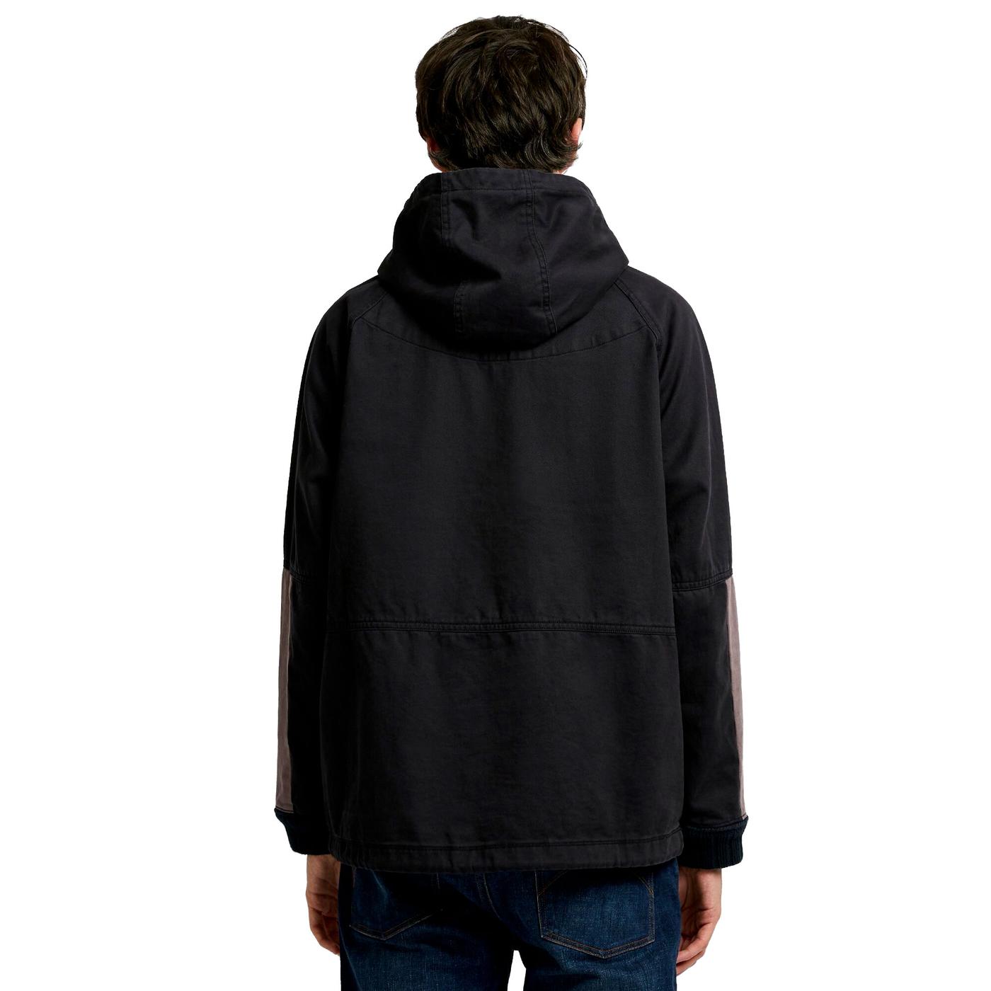 PRETTY GREEN X UMBRO Overhead Hooded Drill Top in Black