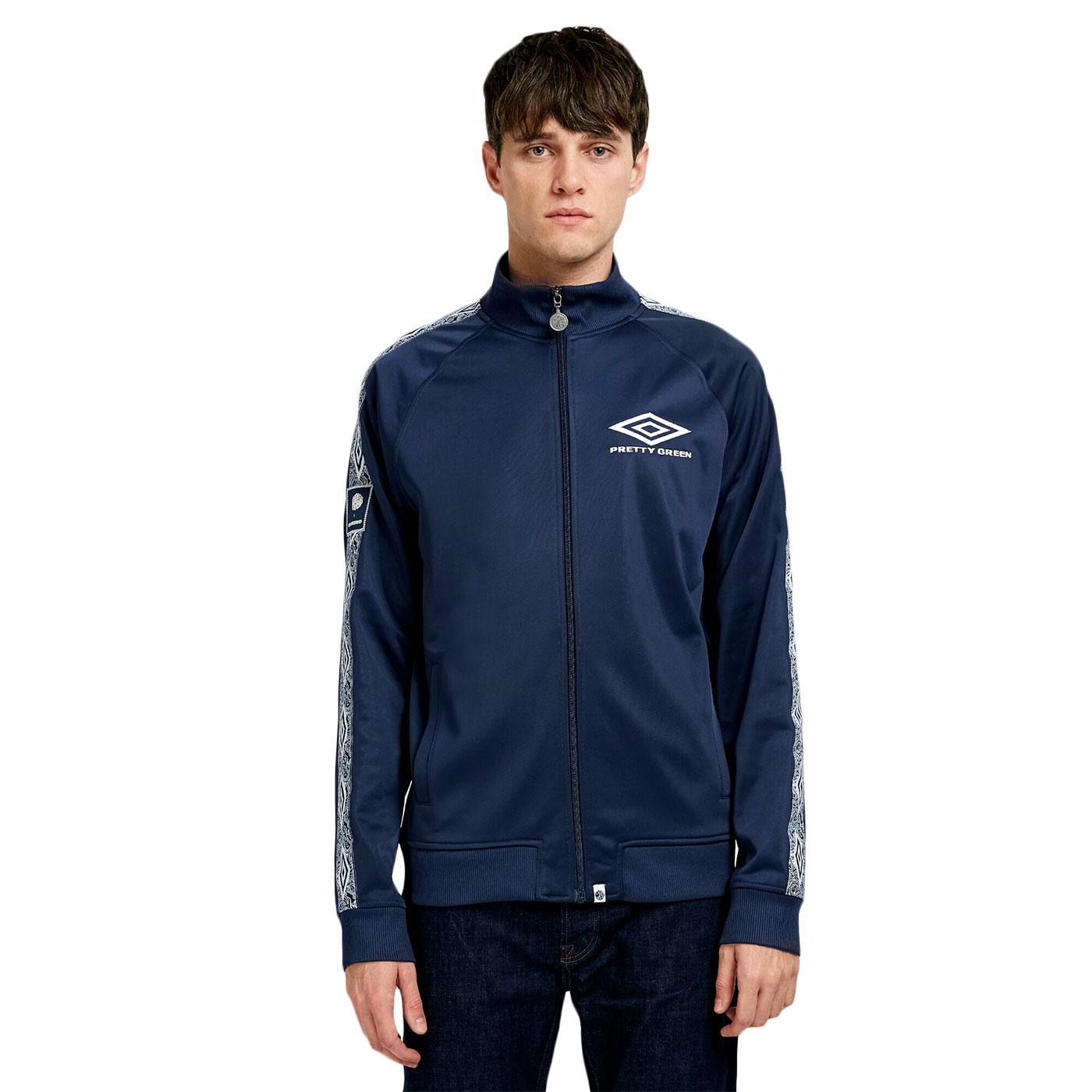 PRETTY GREEN X UMBRO Indie Tape Sleeve Track Top in Navy