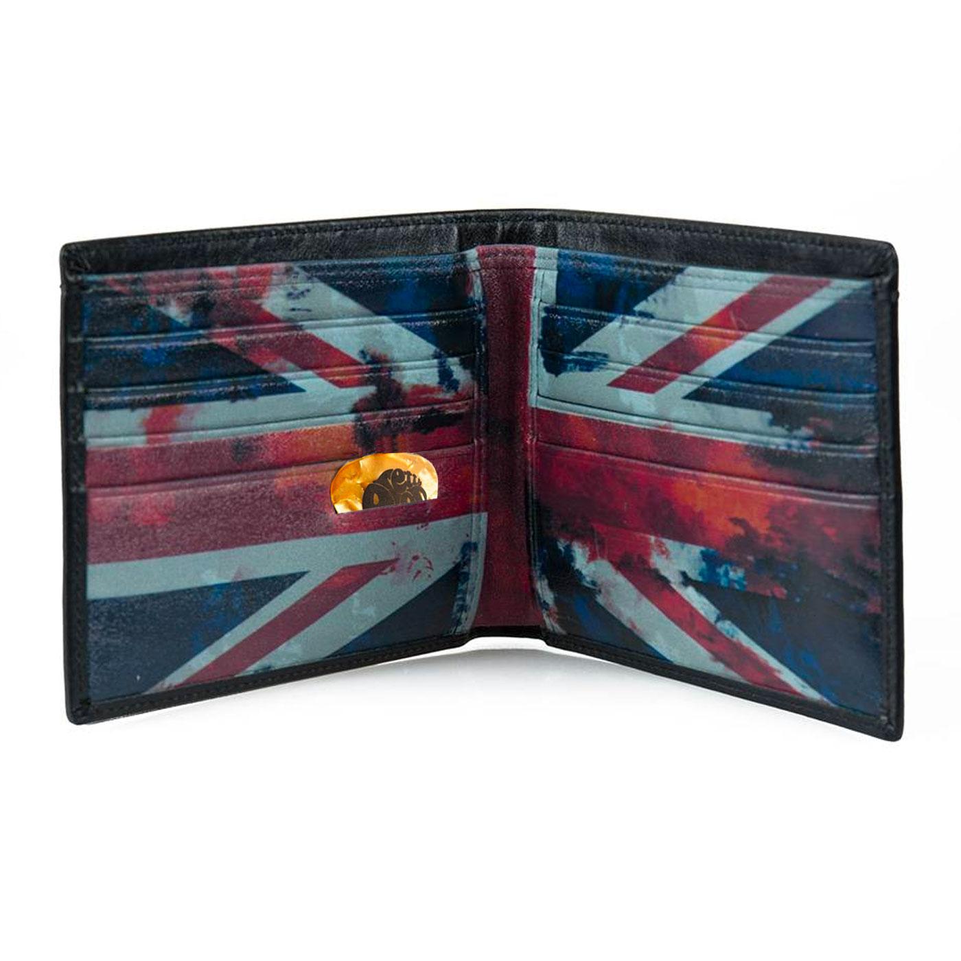 PRETTY GREEN Mod Britpop Union Jack Bifold Wallet Black