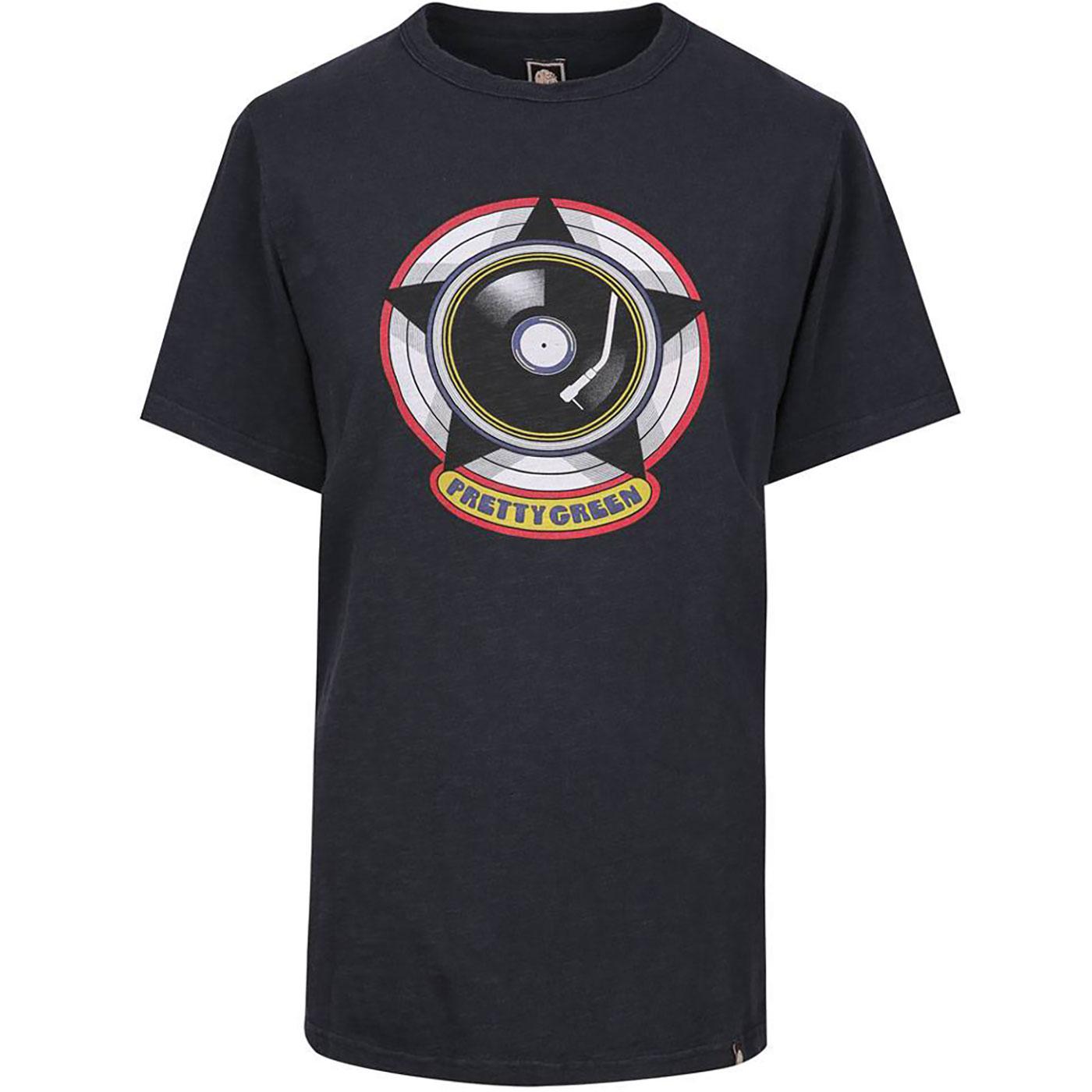 PRETTY GREEN Men's Retro Vinyl Record Logo T-Shirt
