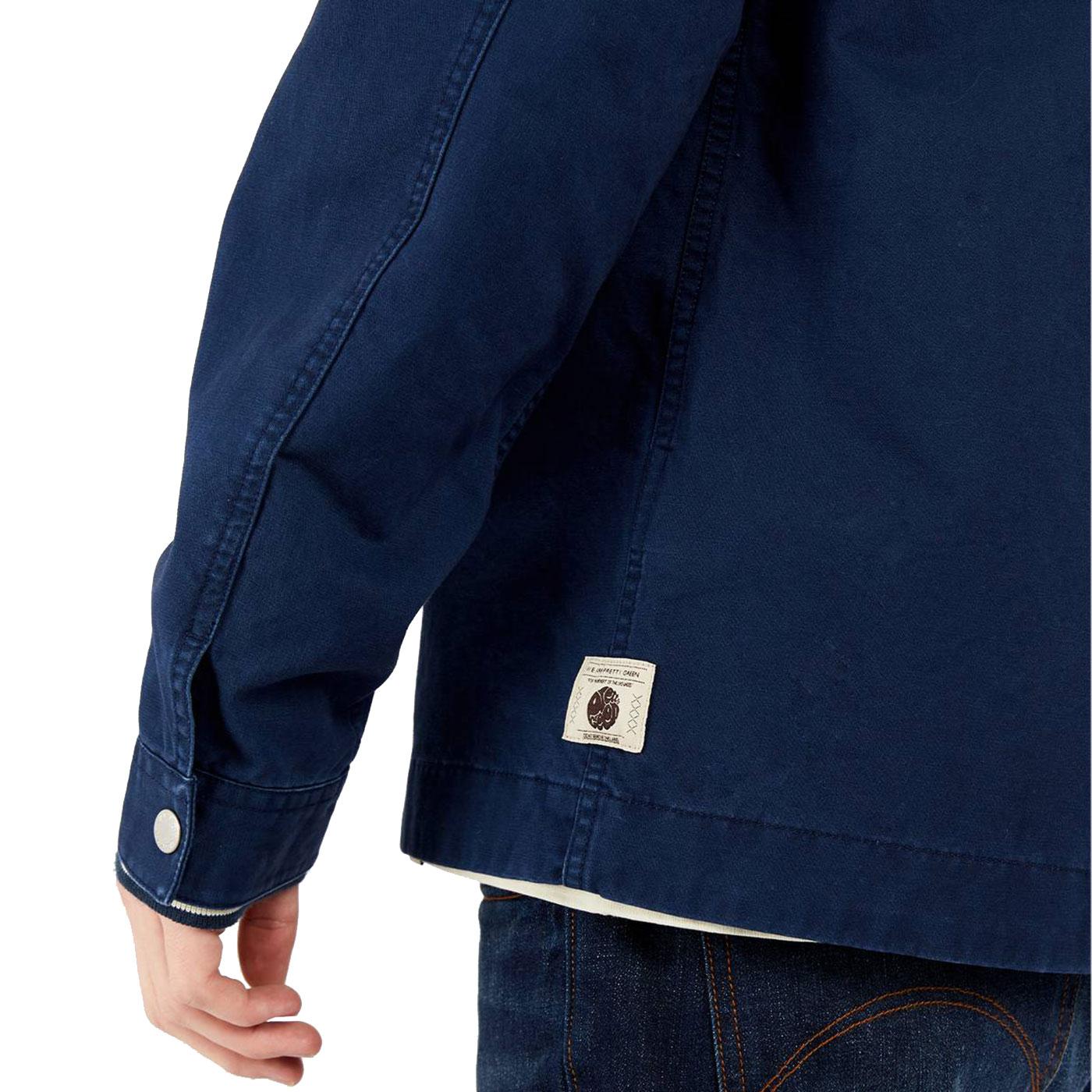 PRETTY GREEN Men's Zip Through Cotton Overshirt in Navy