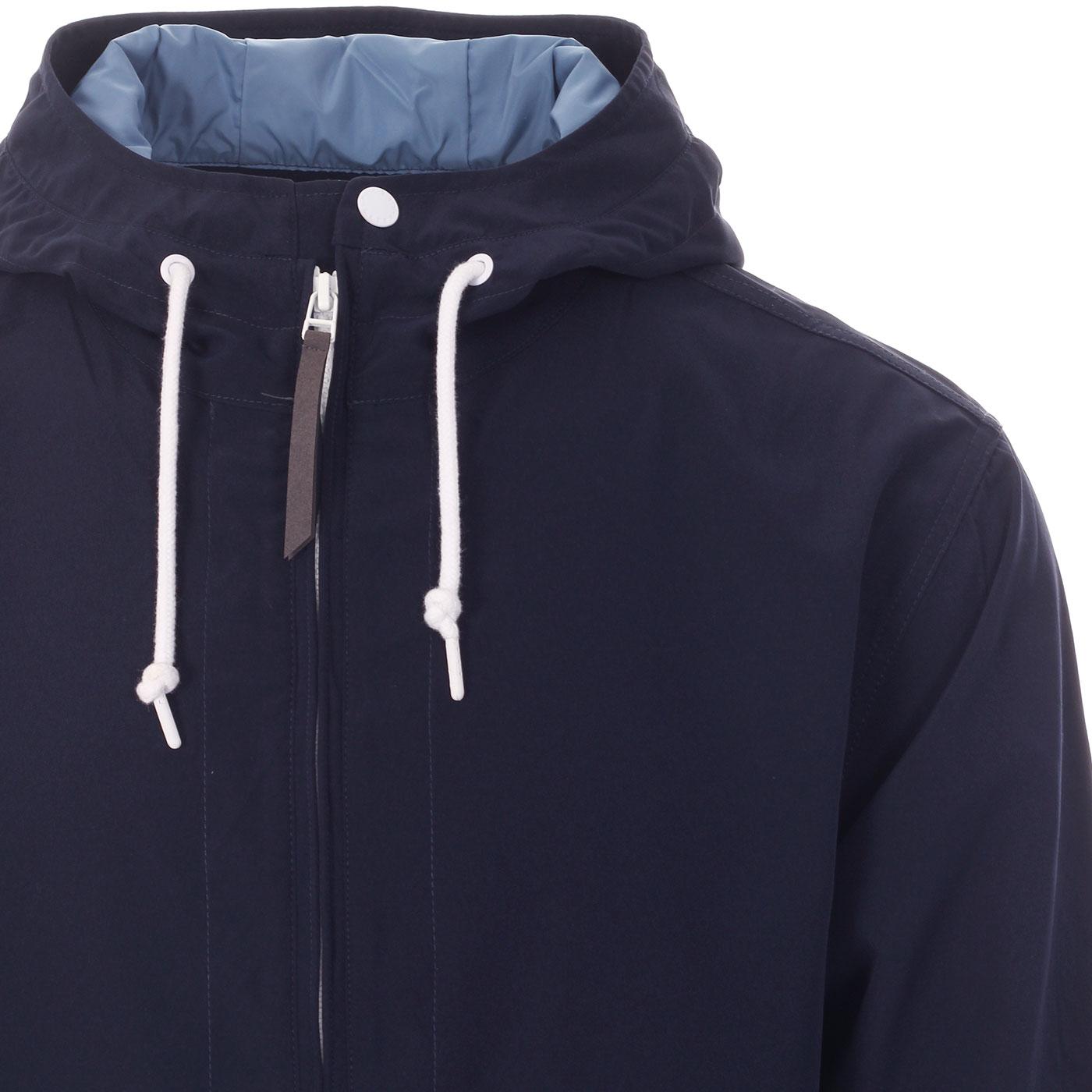 PRETTY GREEN Tilby Smock Retro Overhead Jacket in Navy