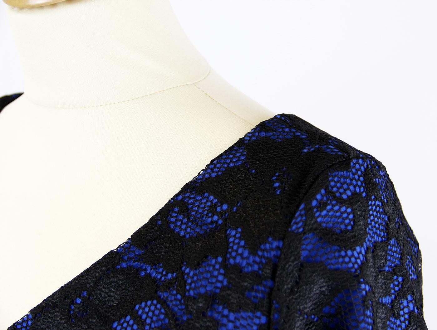 PRETTY DRESS Burbank Retro Royal & Lace Hourglass Pencil Dress