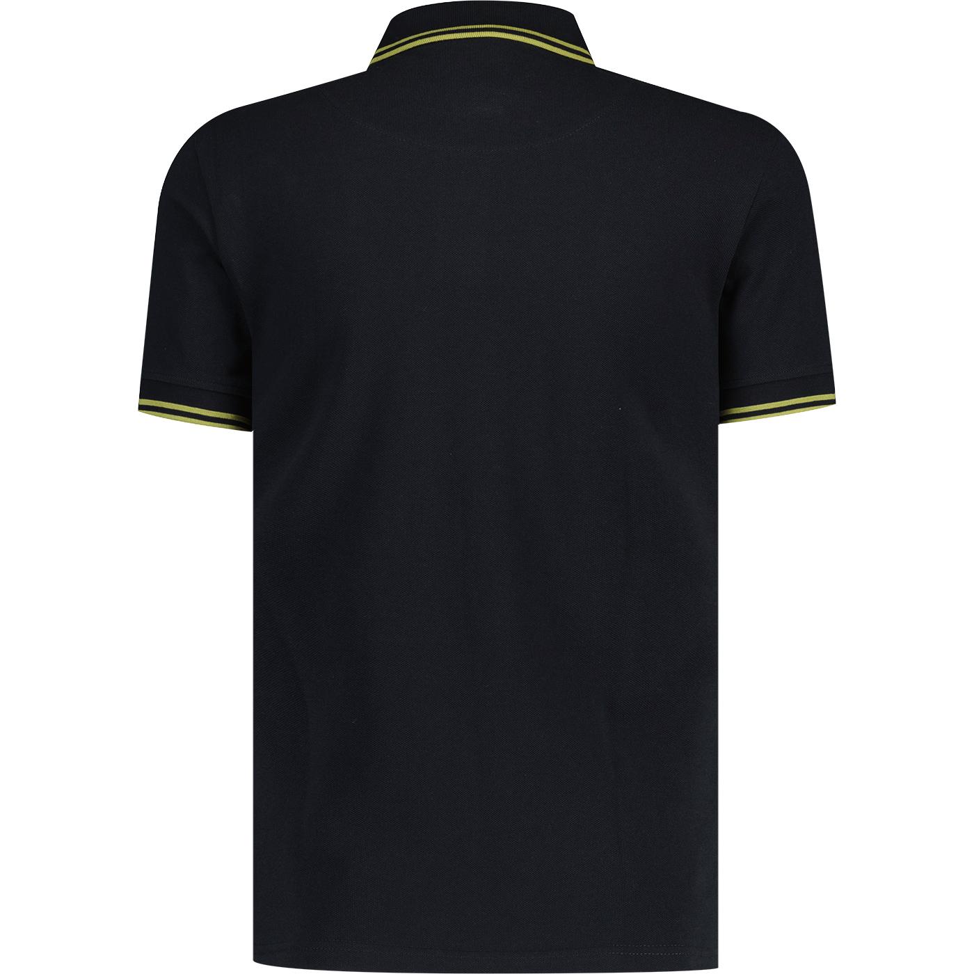 Pretty Green 15th Anniversary Barton Tipped Polo Shirt in Black