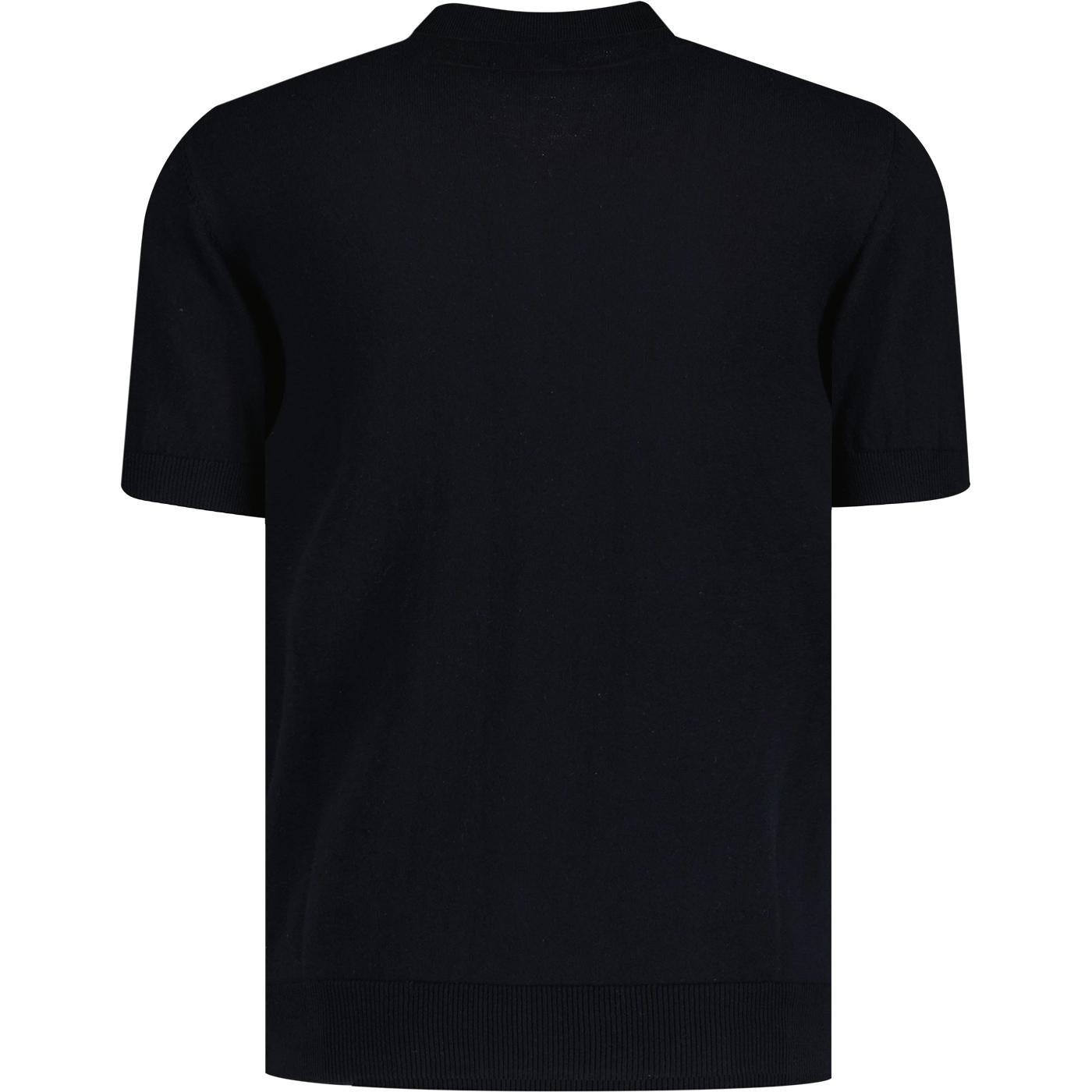 Brooklyn Pretty Green Retro 90s Zip Knit Polo in Black