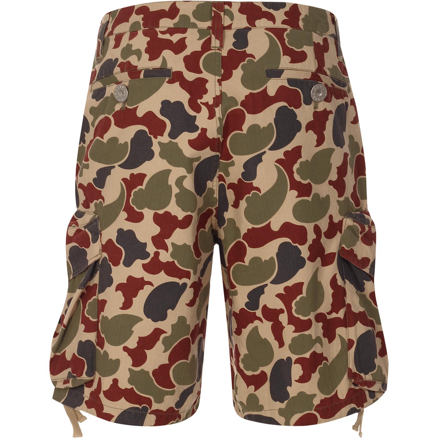 PRETTY GREEN Miles Men's Retro Military Camo Cargo Shorts