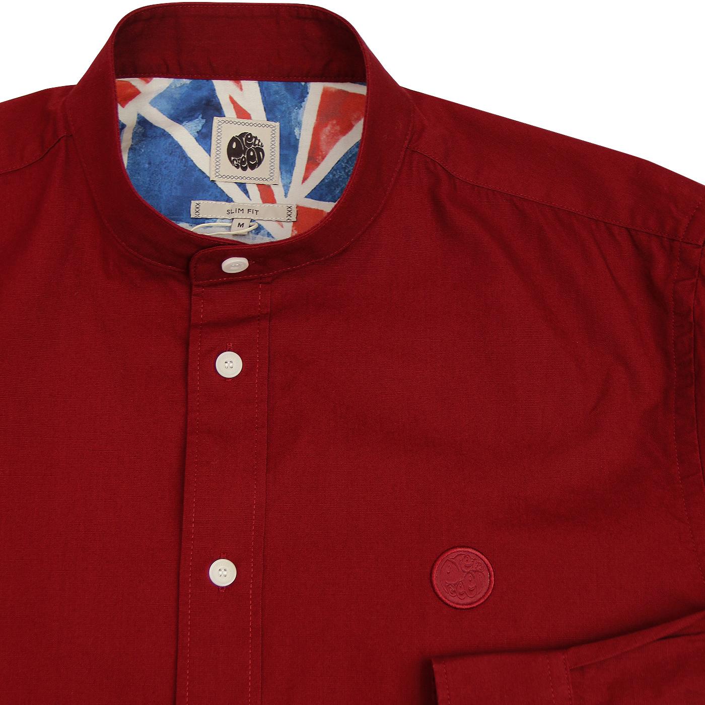 1960s Mod Grandad Collar Shirt Red