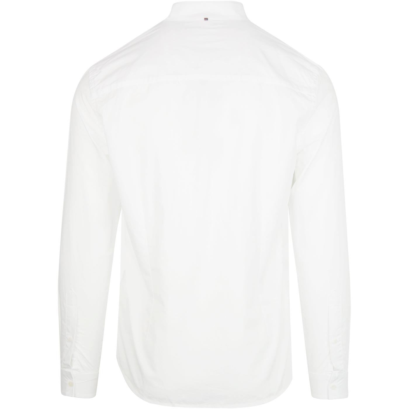 PRETTY GREEN Men's 1960s Mod Grandad Collar Shirt White
