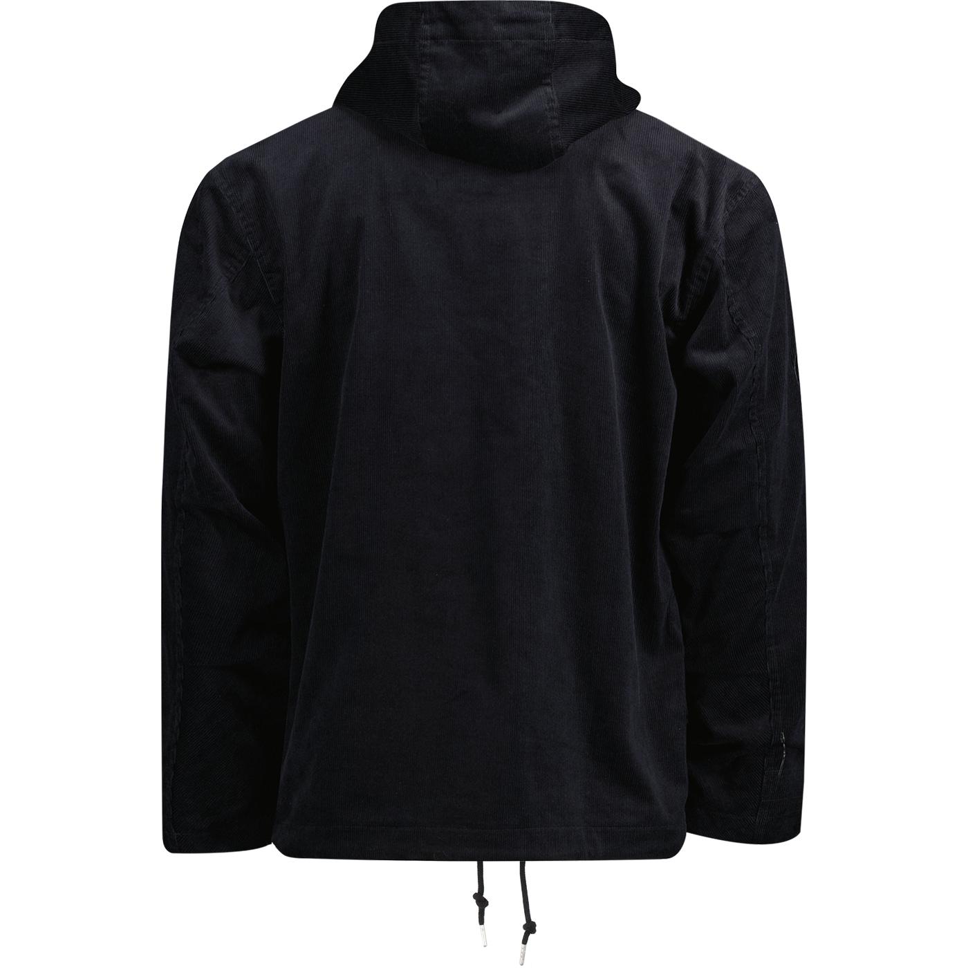 Pretty Green Insignia Cord Overhead Jacket Smock in Black