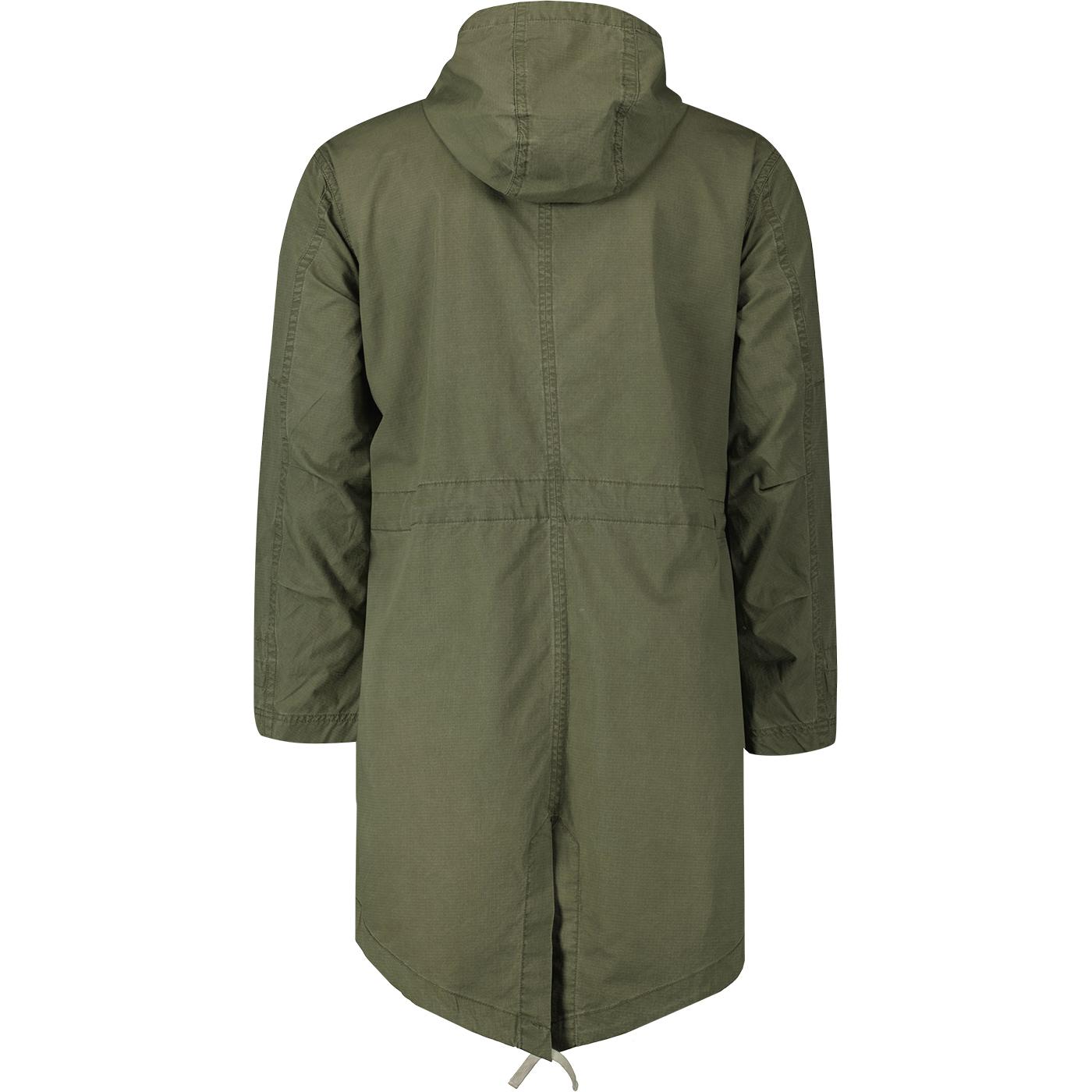 PRETTY GREEN Creedence Mod Rip Stop Light Parka in Green