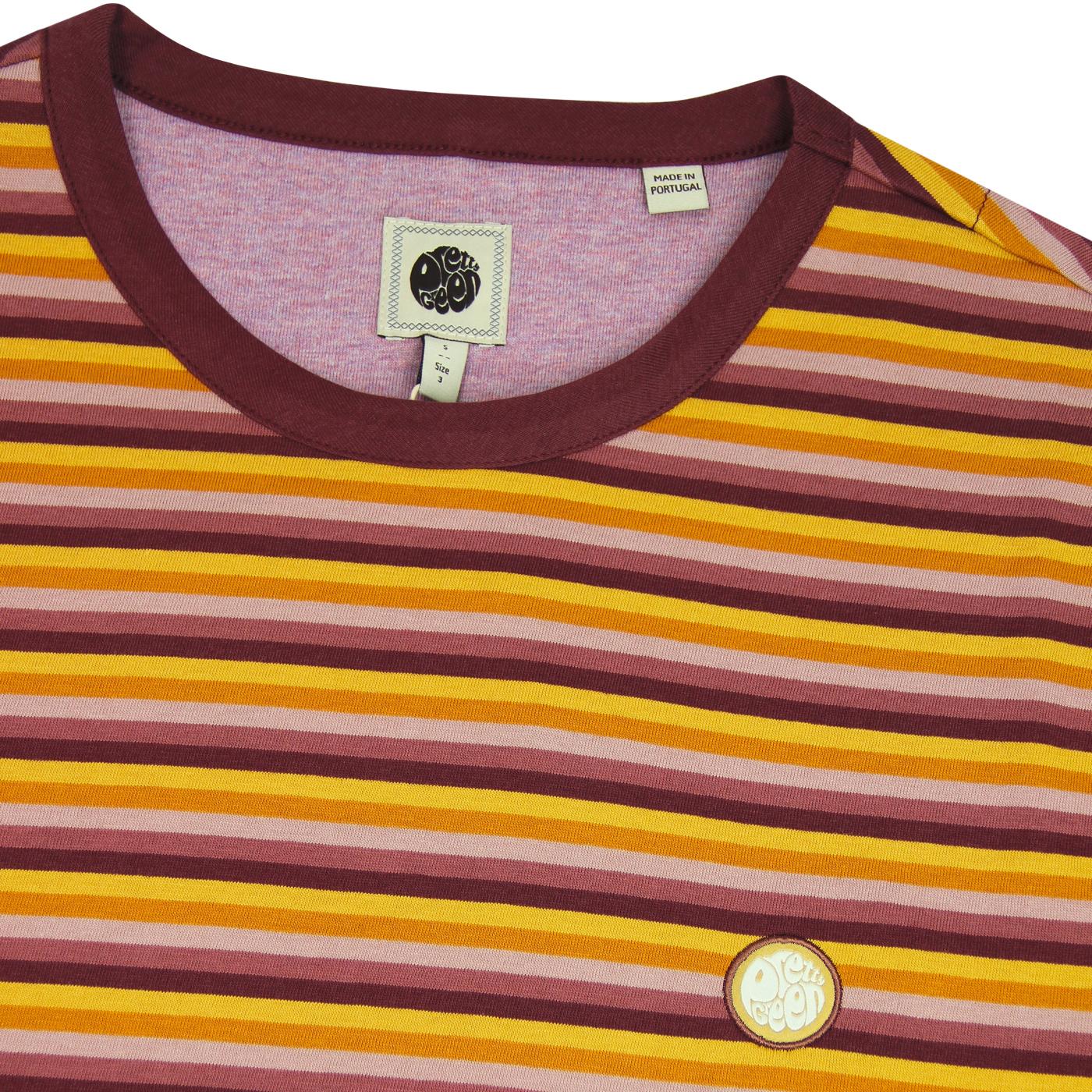 PRETTY GREEN Men's Mod Feeder Stripe T-Shirt in Orange