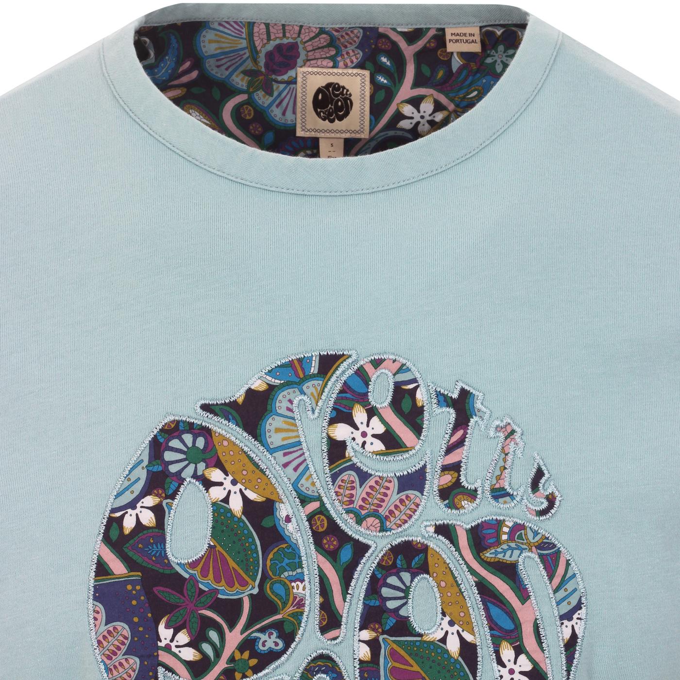 PRETTY GREEN Retro Mod Liberty Floral Applique Tee in Blue
