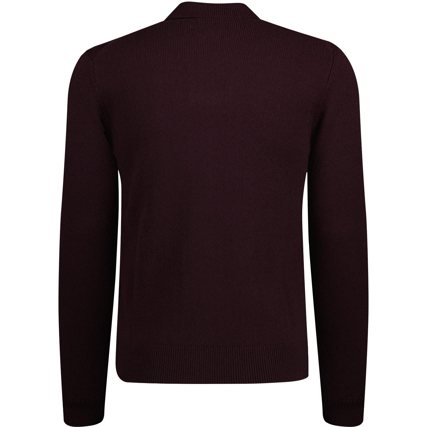 Pretty Green Freeman Knit Shirt in Burgundy