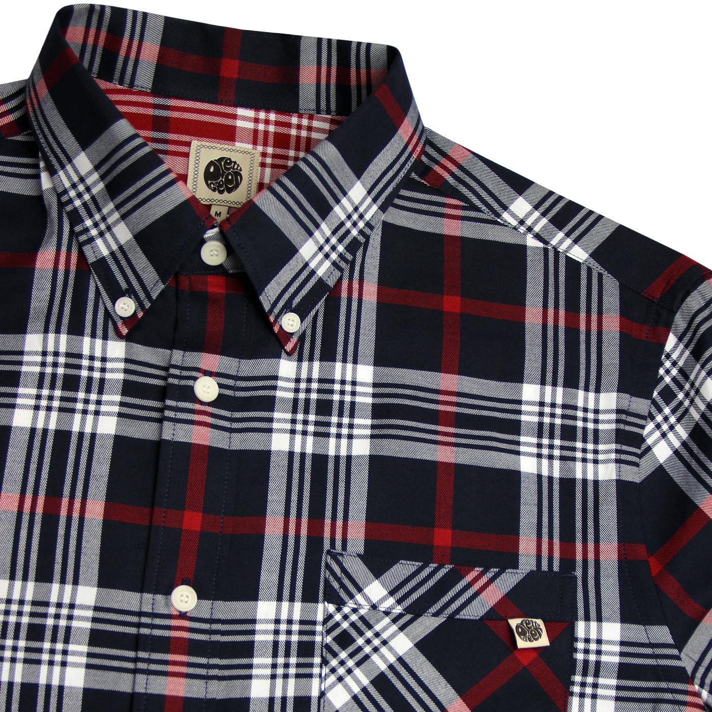 Retro Mod Large Check Tartan Shirt in Navy
