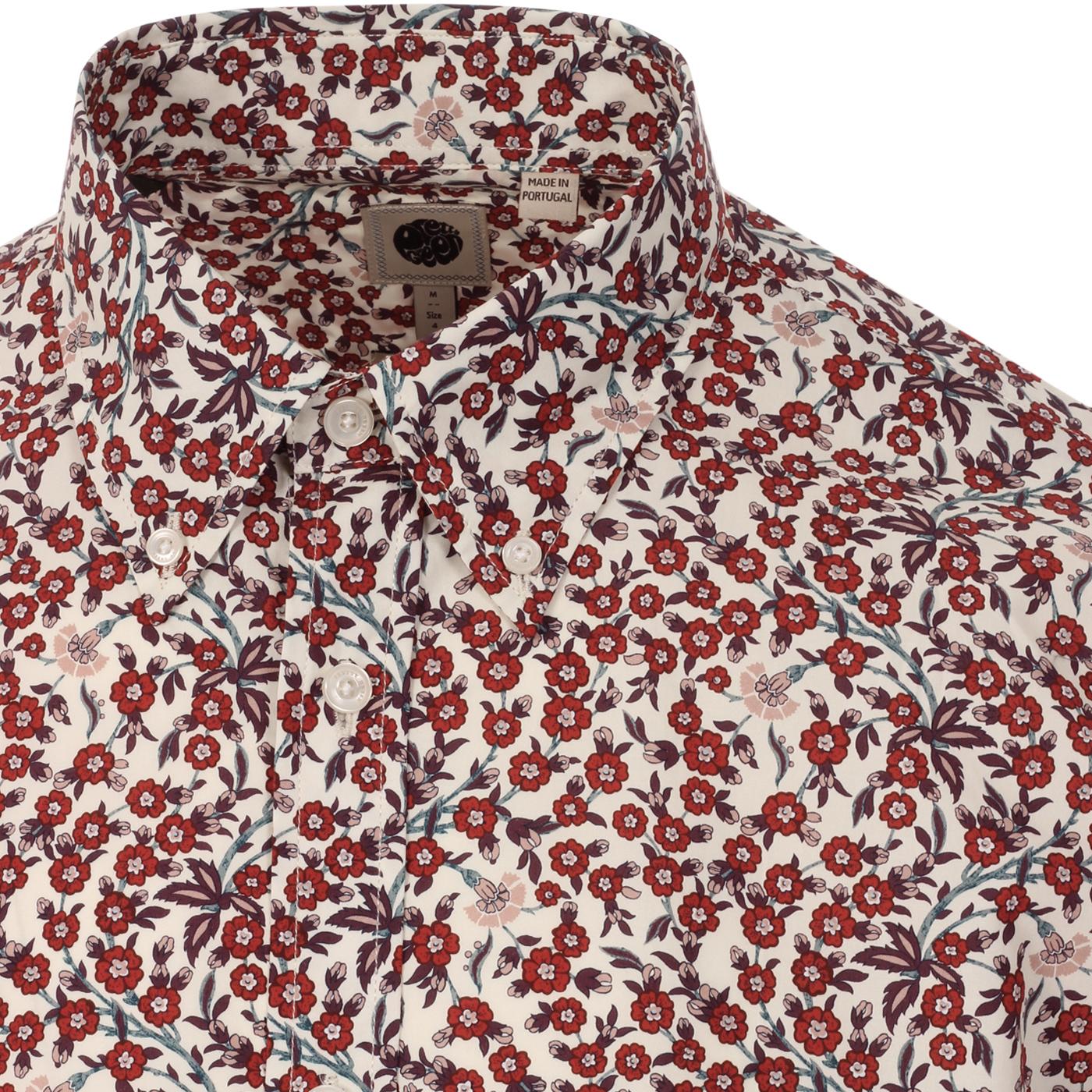 PRETTY GREEN Liberty Print Retro Floral Shirt In Red