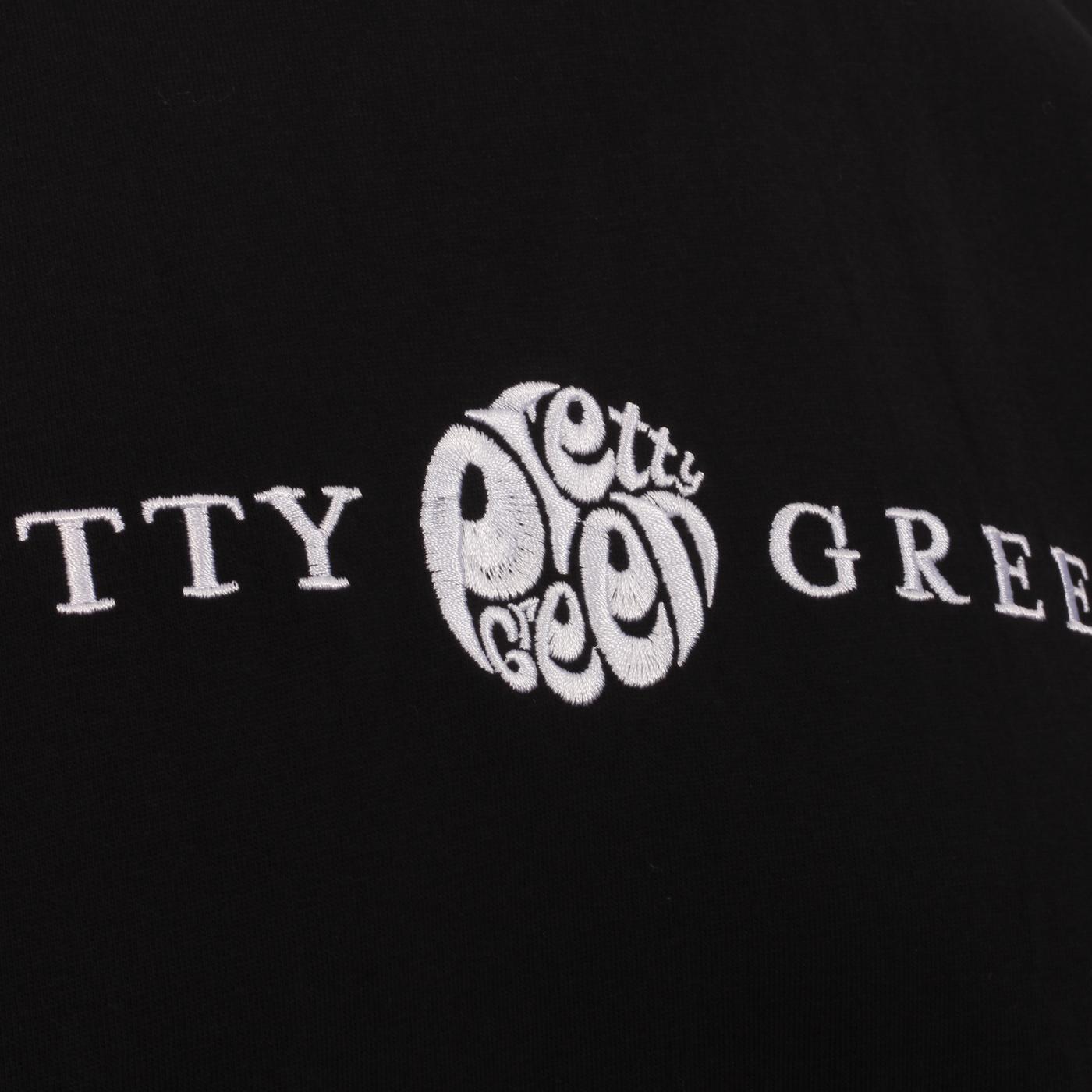 PRETTY GREEN Retro Embroidered Logo Tipped Tee in Black