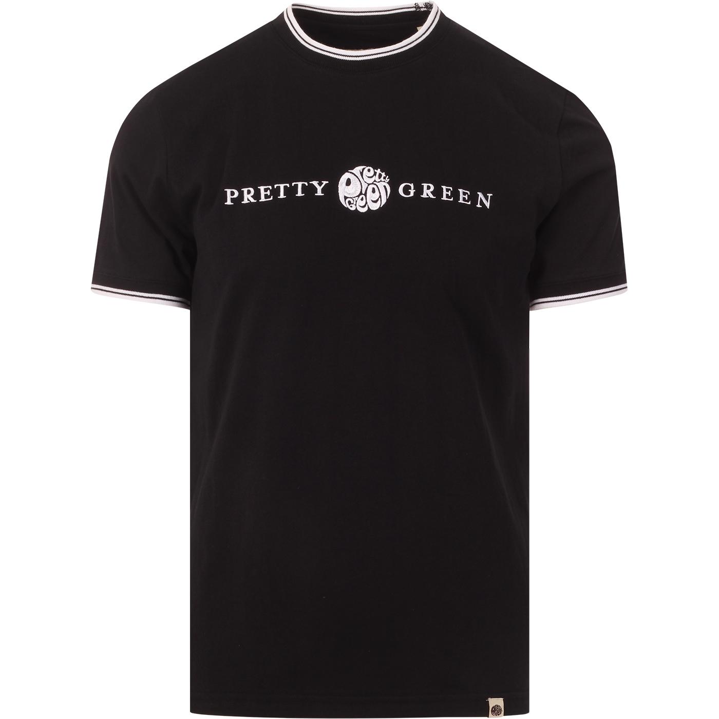 PRETTY GREEN Retro Embroidered Logo Tipped Tee (B)
