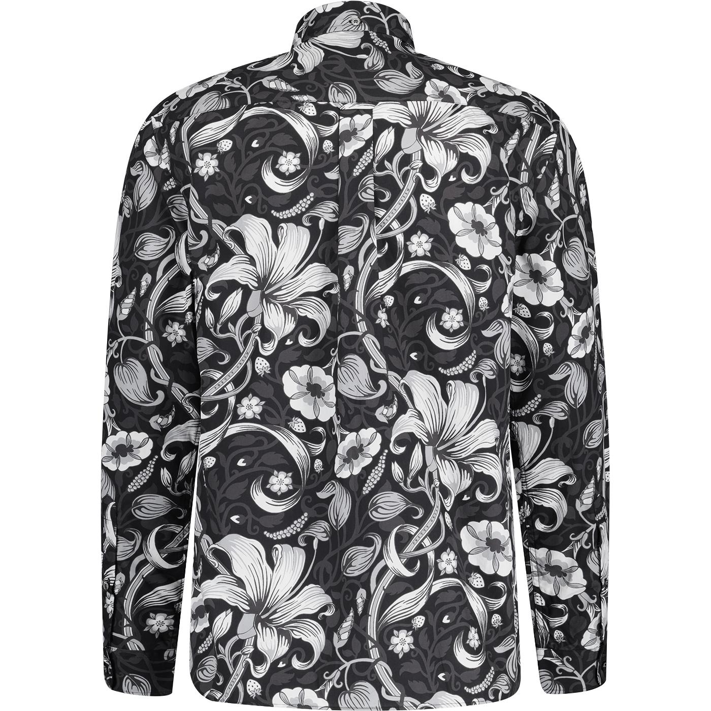 Lynott Pretty Green Retro Rock Floral Shirt in Black