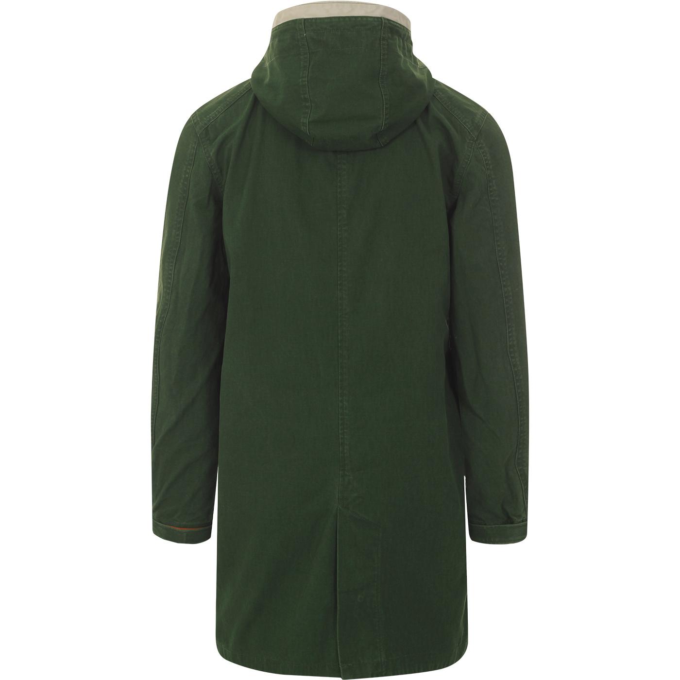 PRETTY GREEN Mod Garment Wash Nautical Parka in Khaki