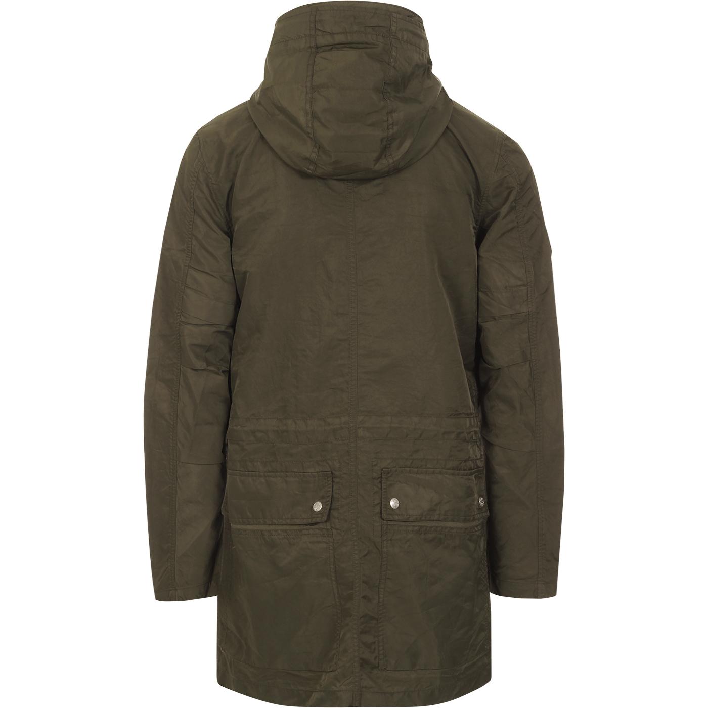 PRETTY GREEN Mod Likeminded Nylon Parka Jacket in Khaki