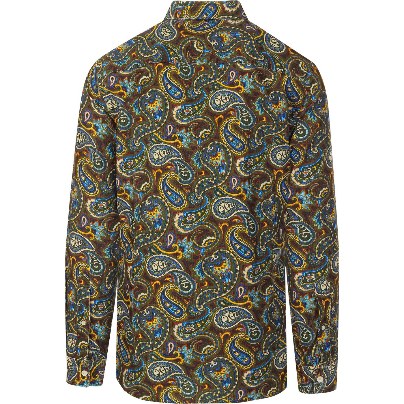 PRETTY GREEN 60s Mod Psychedelic Paisley Cord Shirt
