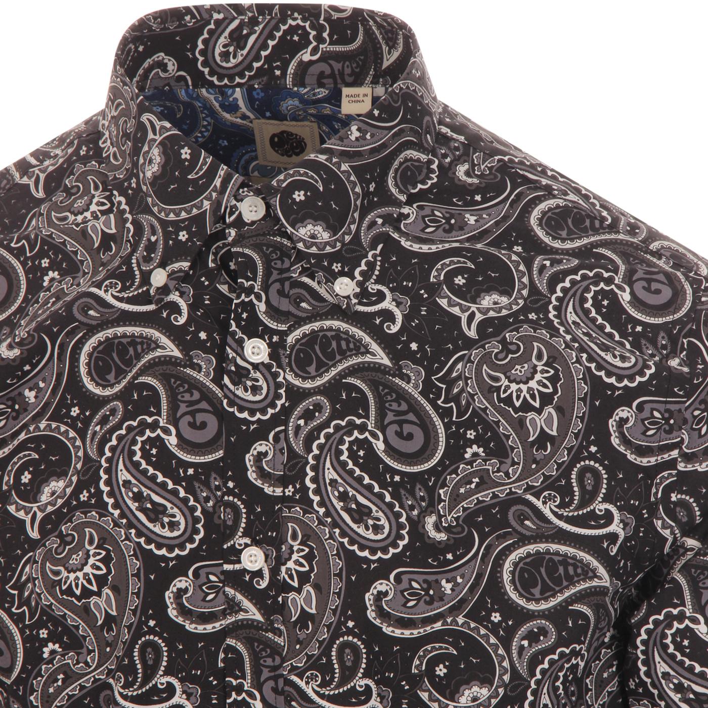pretty green black paisley shirt