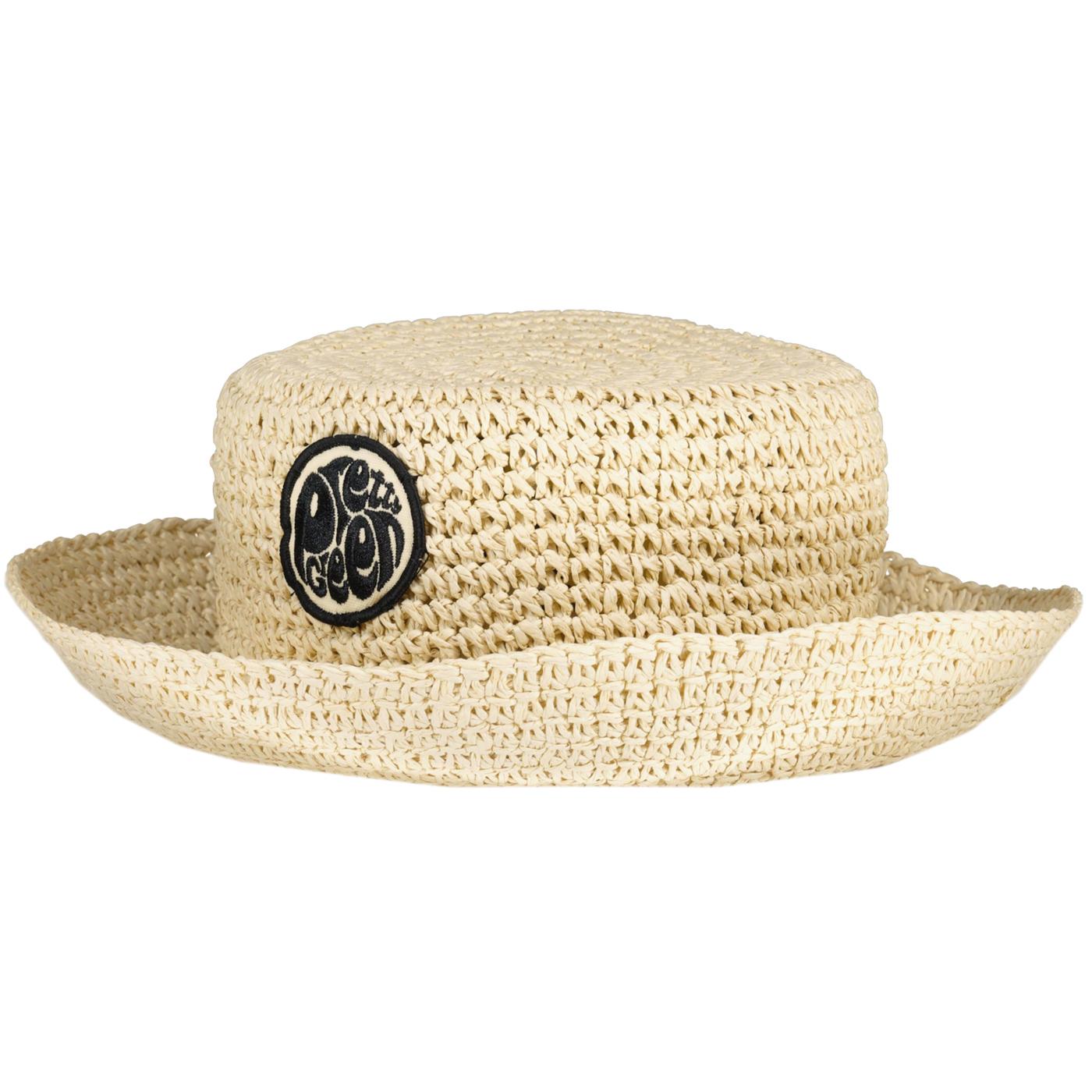 Pretty Green Retro 90s Straw Bucket Hat Sand