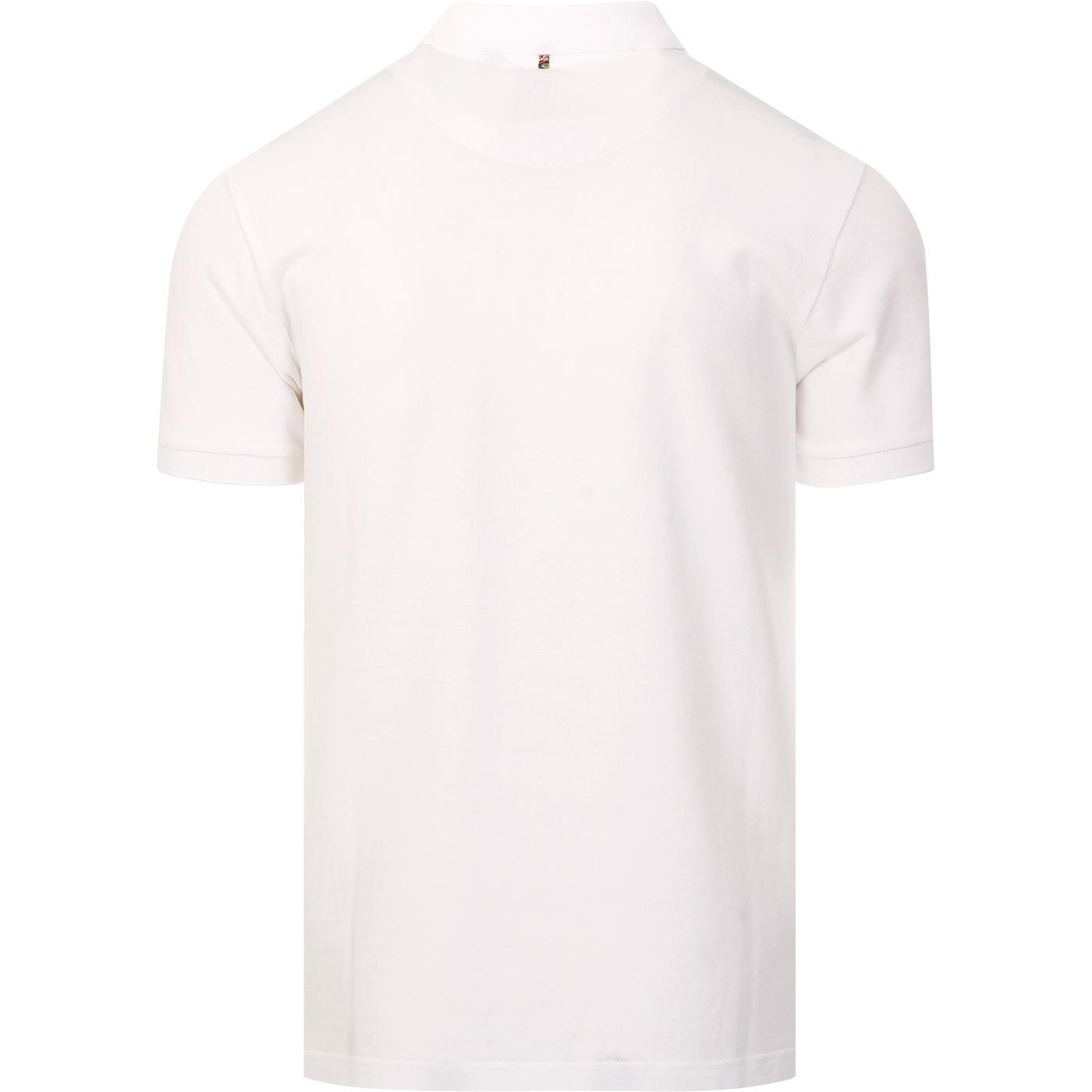 PRETTY GREEN Mod Engineered Stripe Zip Polo Top in White