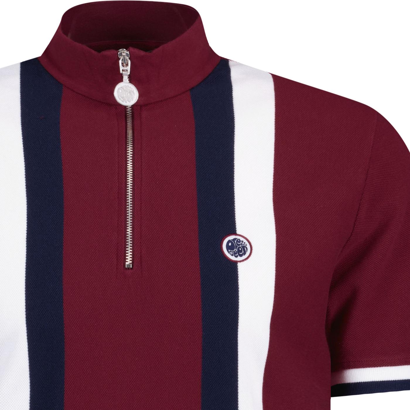 Pretty Green Tilby Stripe Mod Cycling Top in Burgundy