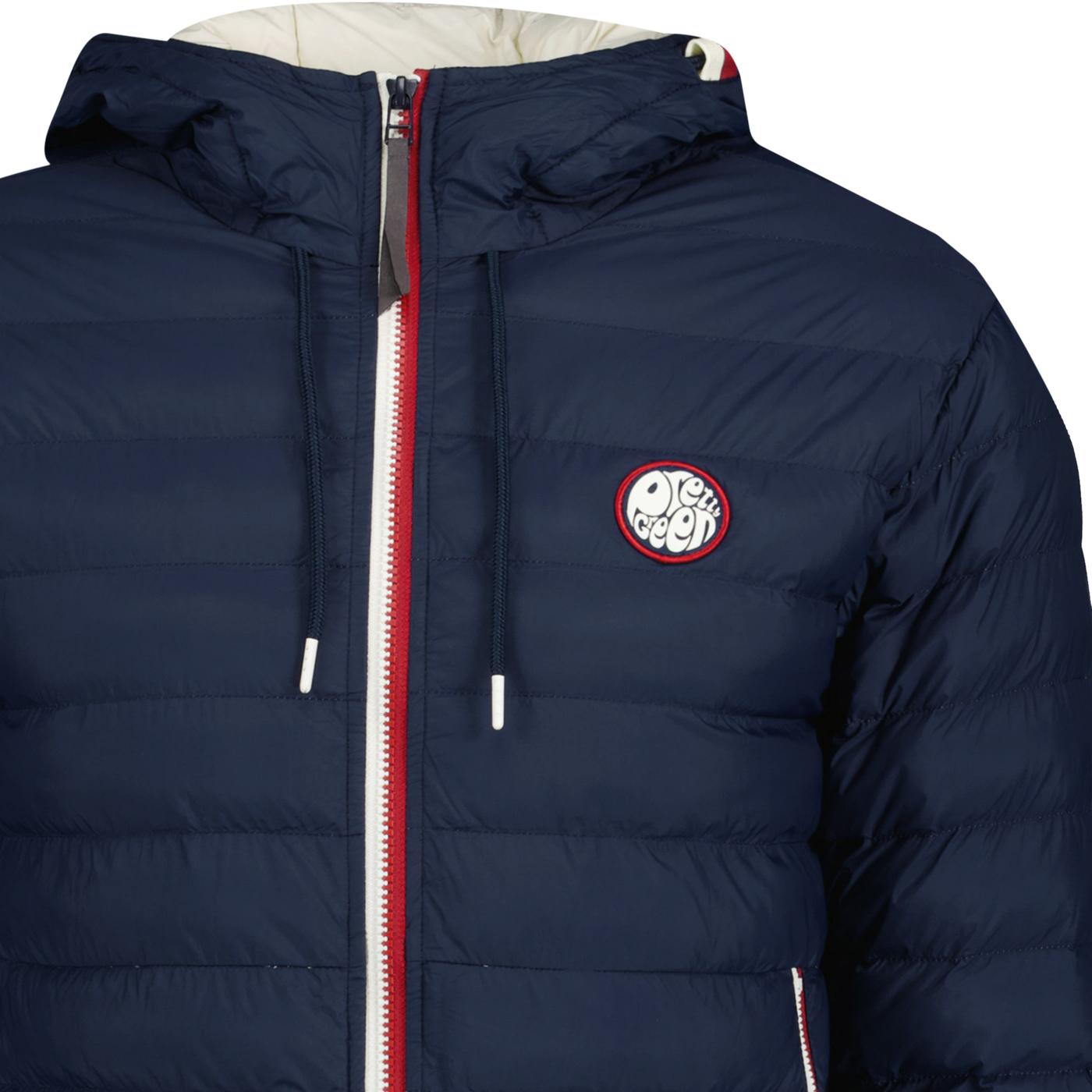 Tilby Pretty Green Retro '80s Quilted Jacket in Navy