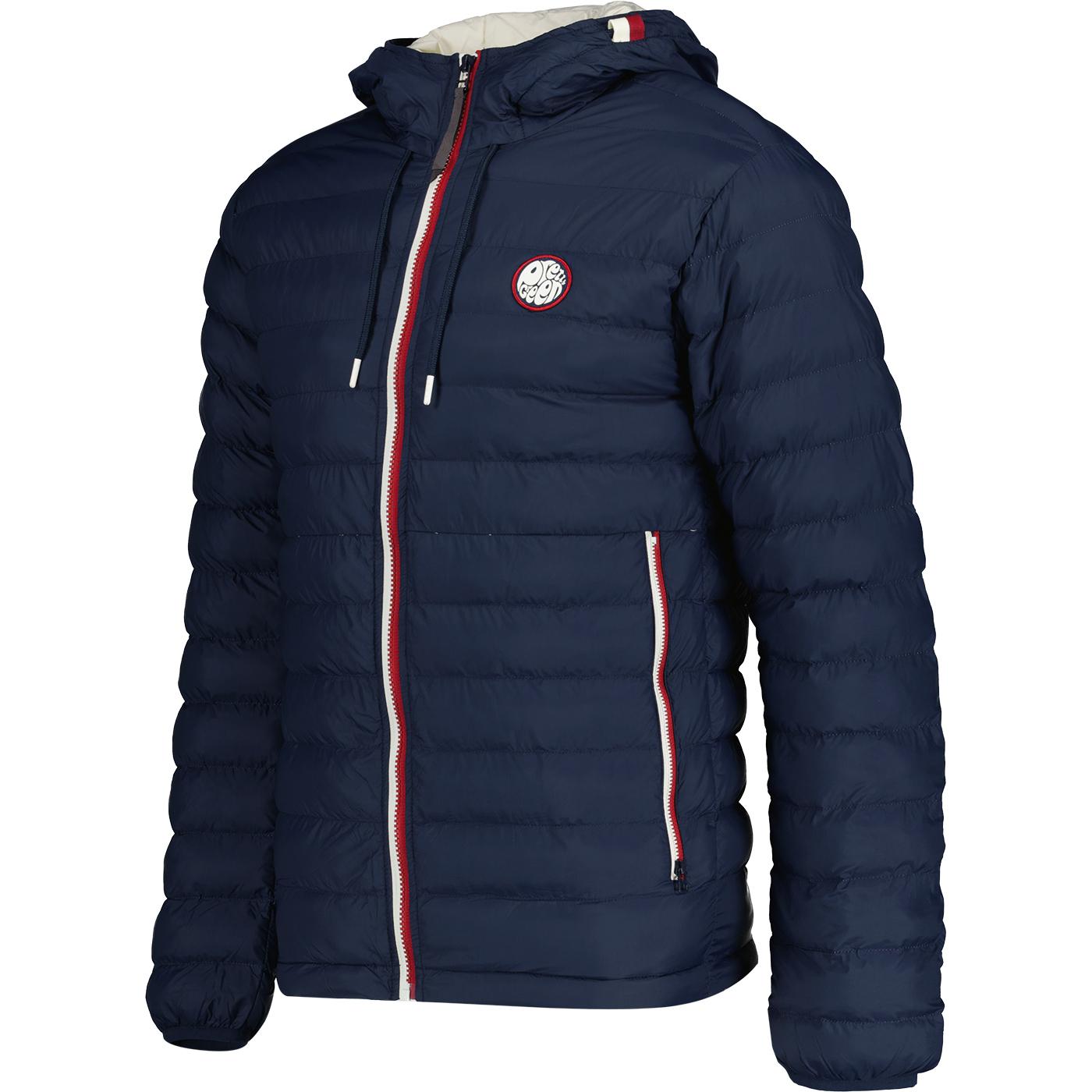 Tilby Pretty Green Retro '80s Quilted Jacket in Navy
