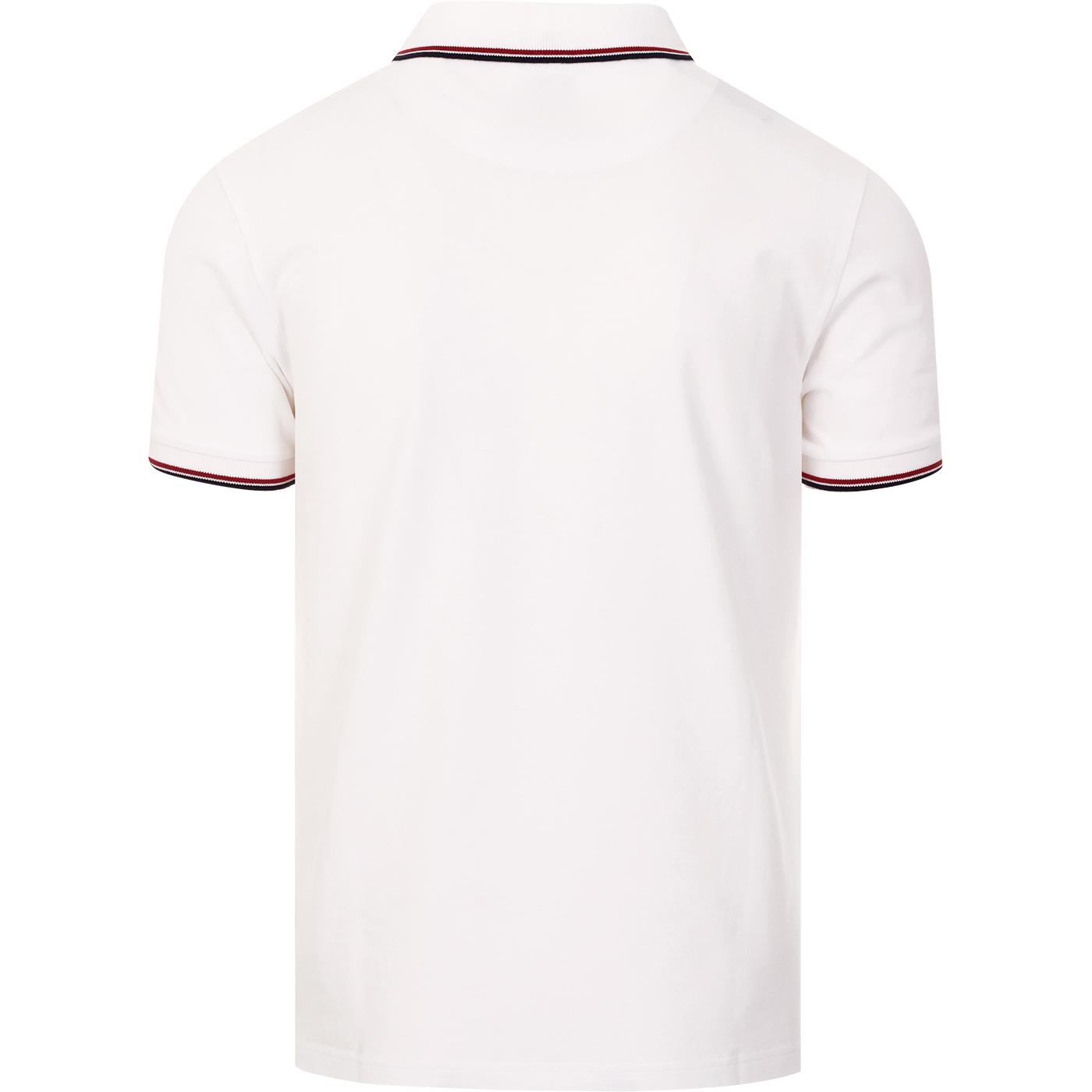 PRETTY GREEN Mod Classic Tipped Pique Polo Top in White