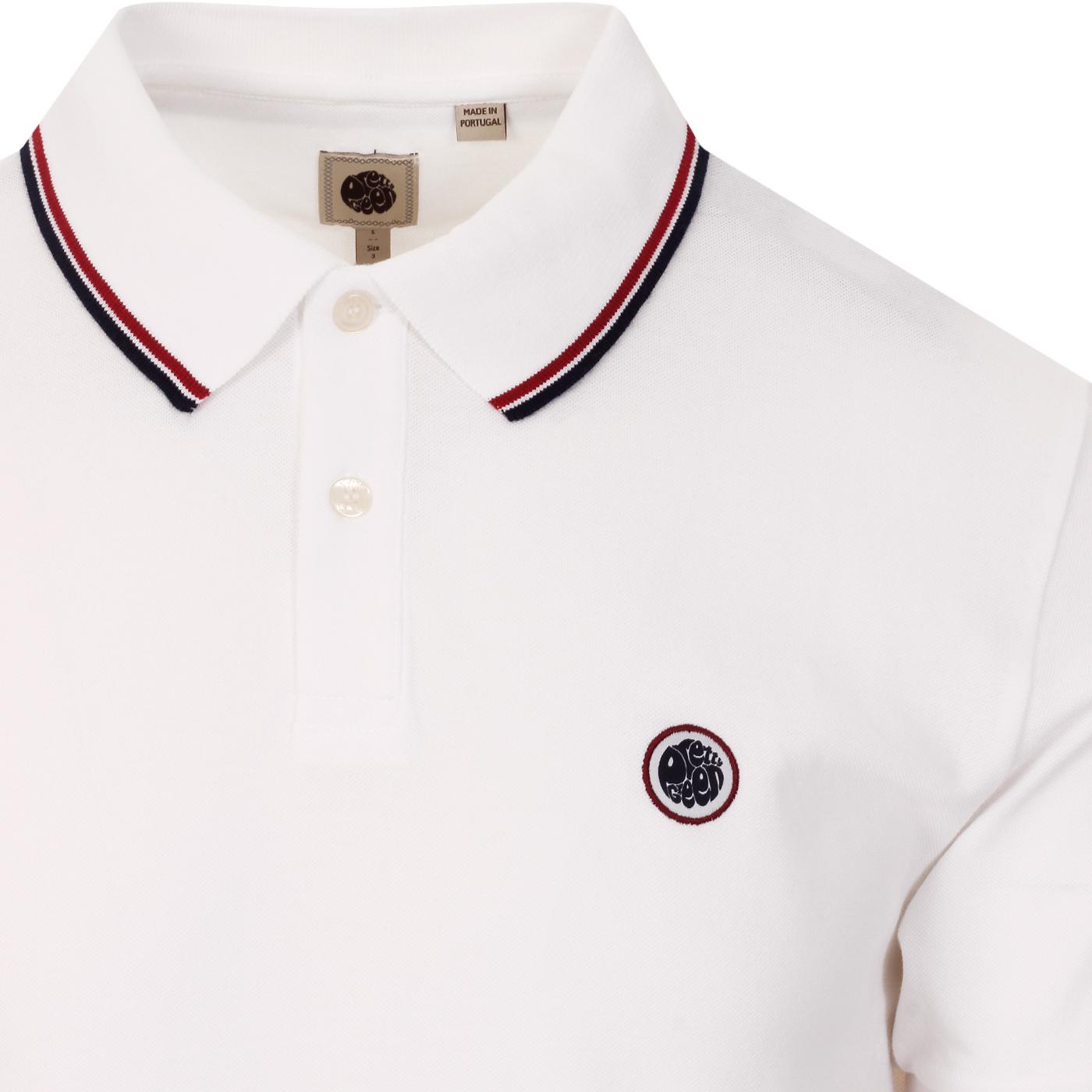 PRETTY GREEN Mod Classic Tipped Pique Polo Top in White