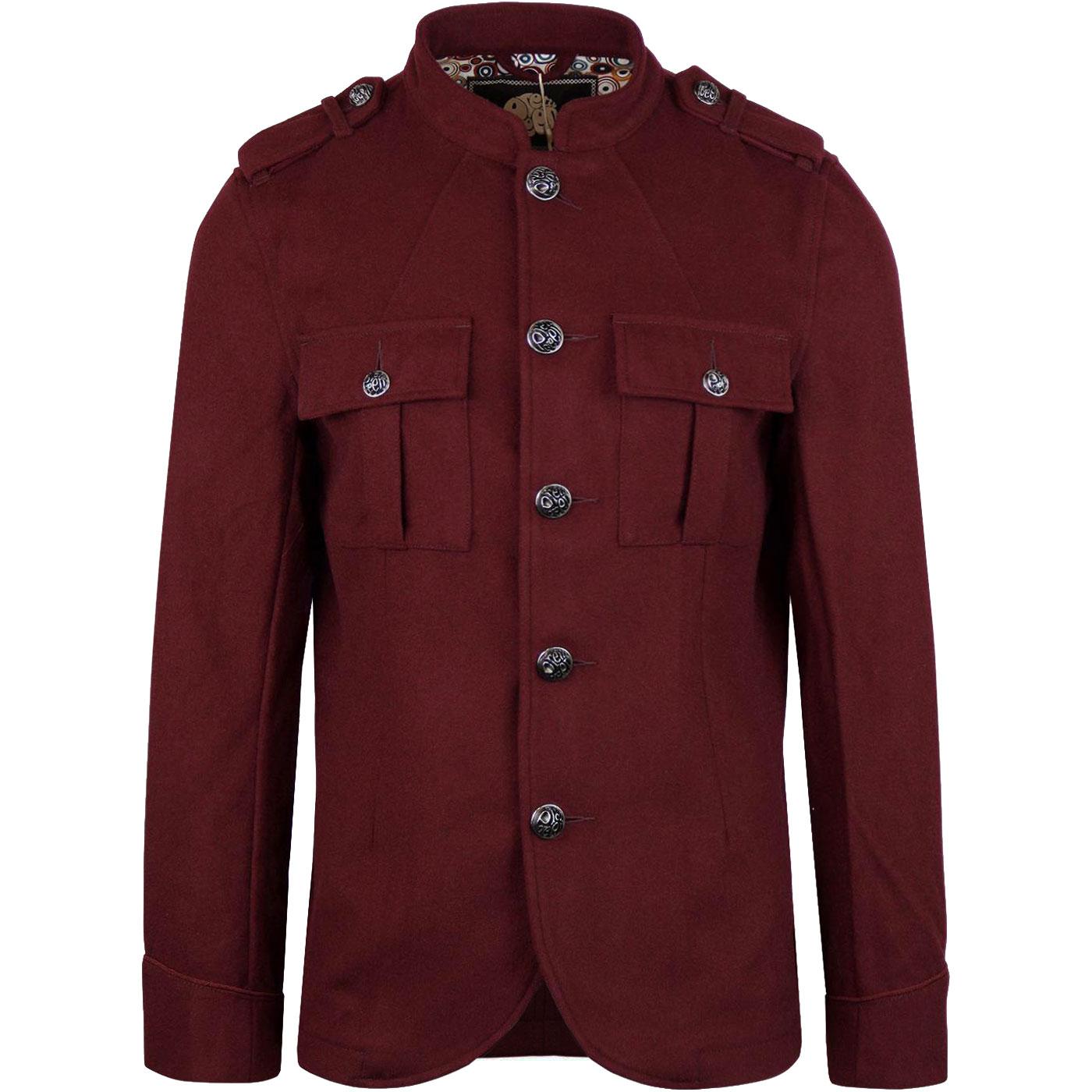 Wool Lennon PRETTY GREEN Mod Military Jacket (Bu)