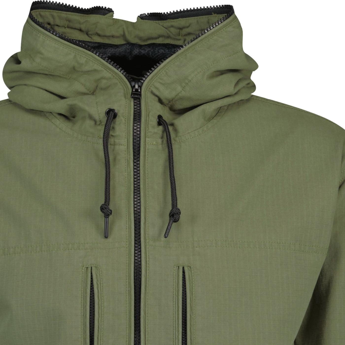 Pretty Green PRESTLEIGH Fishtail Ripstop Parka Jacket Khaki Pretty Green PRESTLEIGH Fishtail Ripstop Parka Jacket Khaki